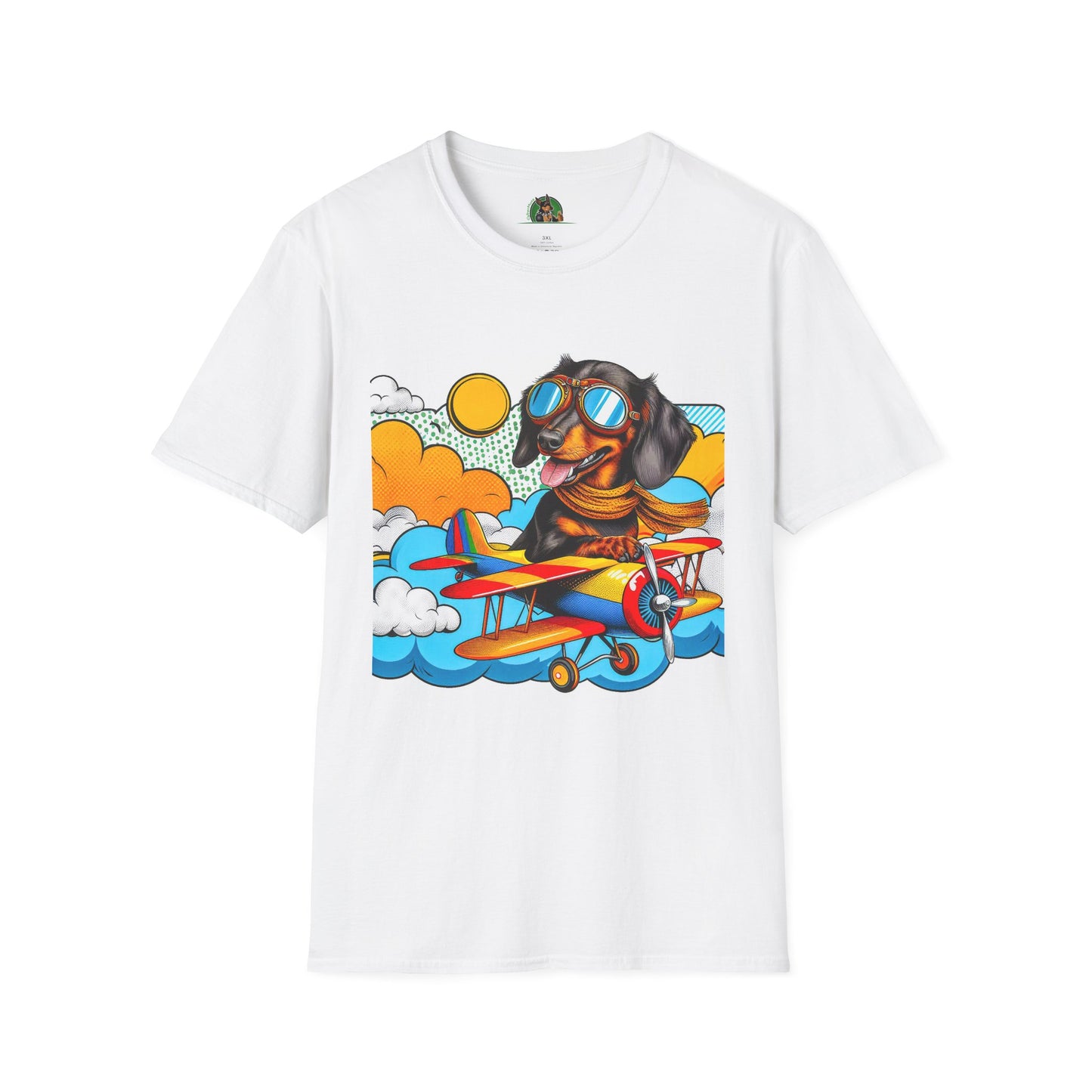 Dachshund pilot t shirt T-Shirt Printify White S