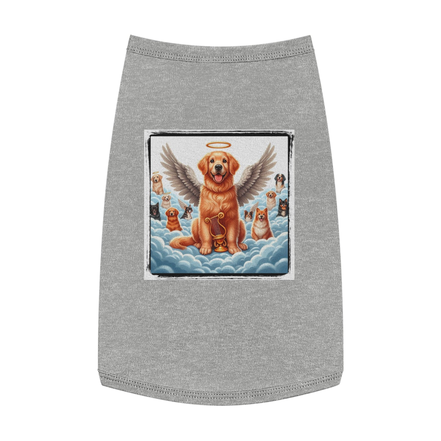 Golden Retriever tank top puppy heaven Pets Printify L Heather