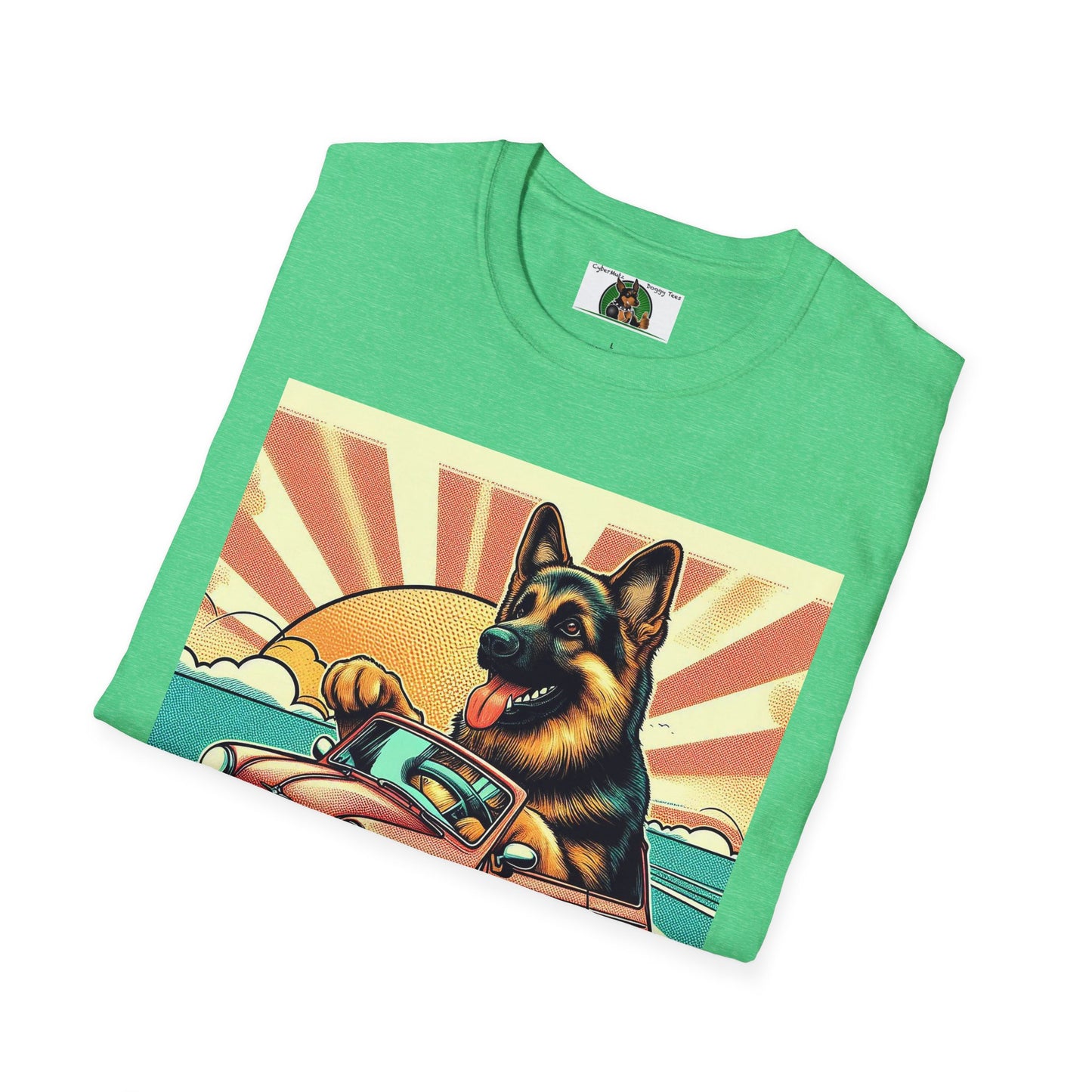 German Shepherd in a Wacky Little Car T-Shirt Printify