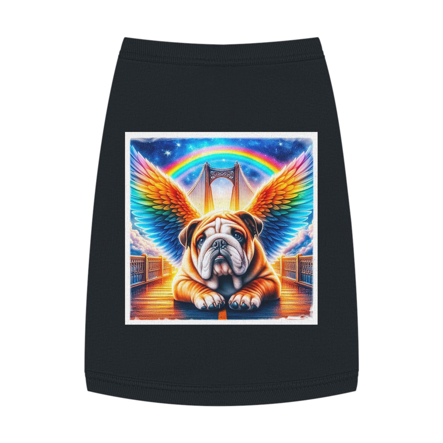 Pet Tank Top Bulldog rainbow bridge t shirt Pets Printify M Black