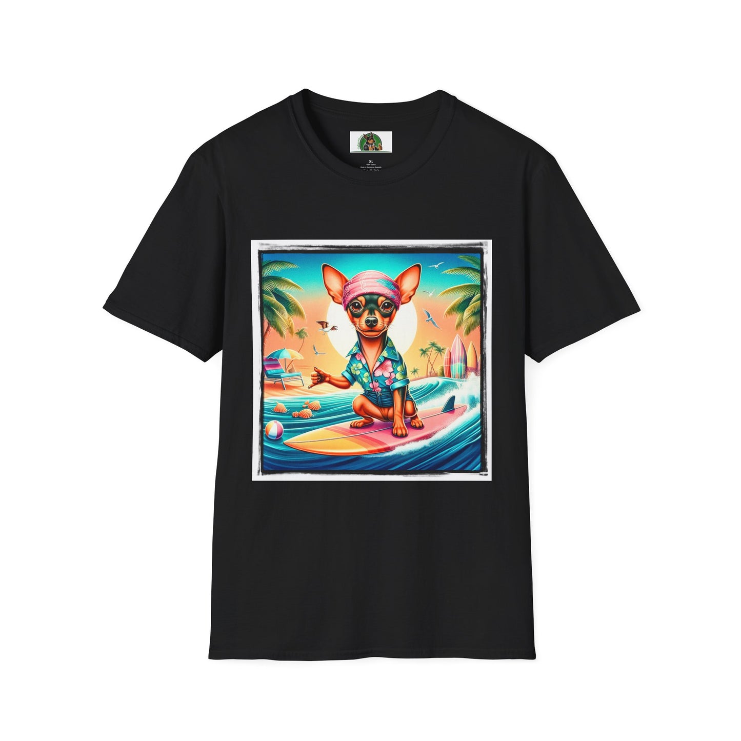 Min Pin T-Shirt Hawaiian surfing T-Shirt Printify XS Black