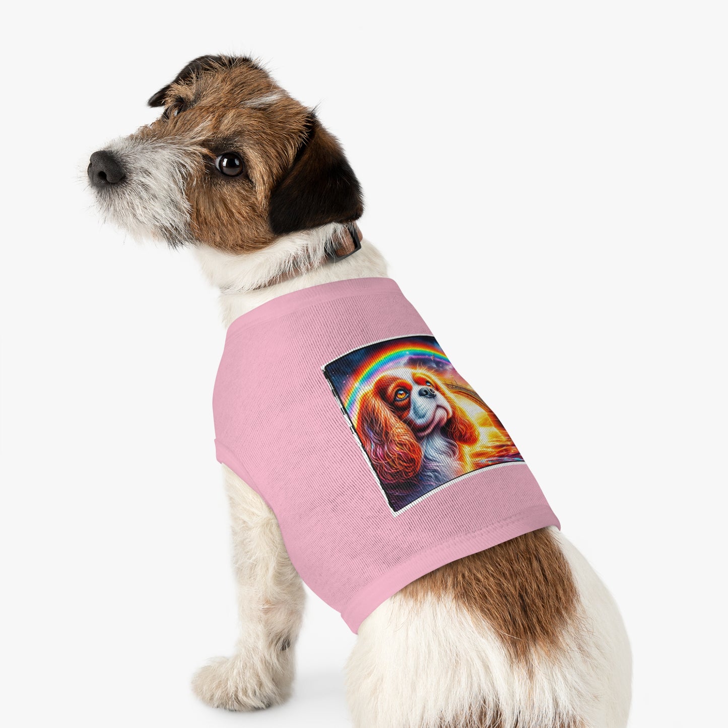 Pet Tank Top Cavalier King Charles Spaniel Rainbow bridge T Shirt Pets Printify