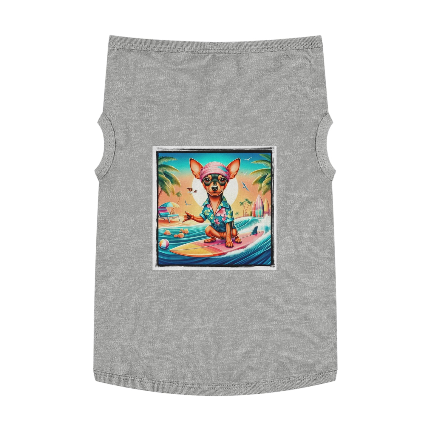Dog Tank Top - Min Pin Tank Tops vacationing puppy Pets Printify XL Heather