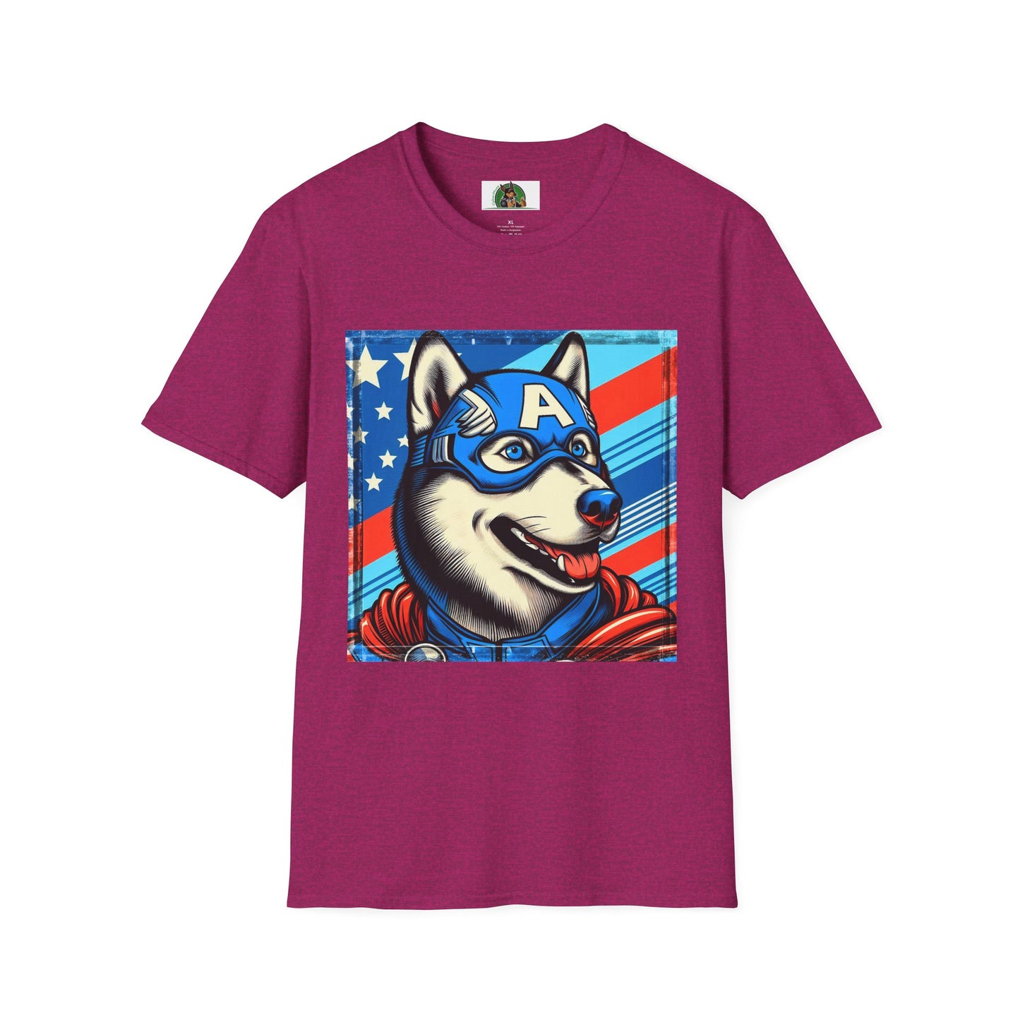 Husky super hero shirt T-Shirt Printify S Antique Heliconia