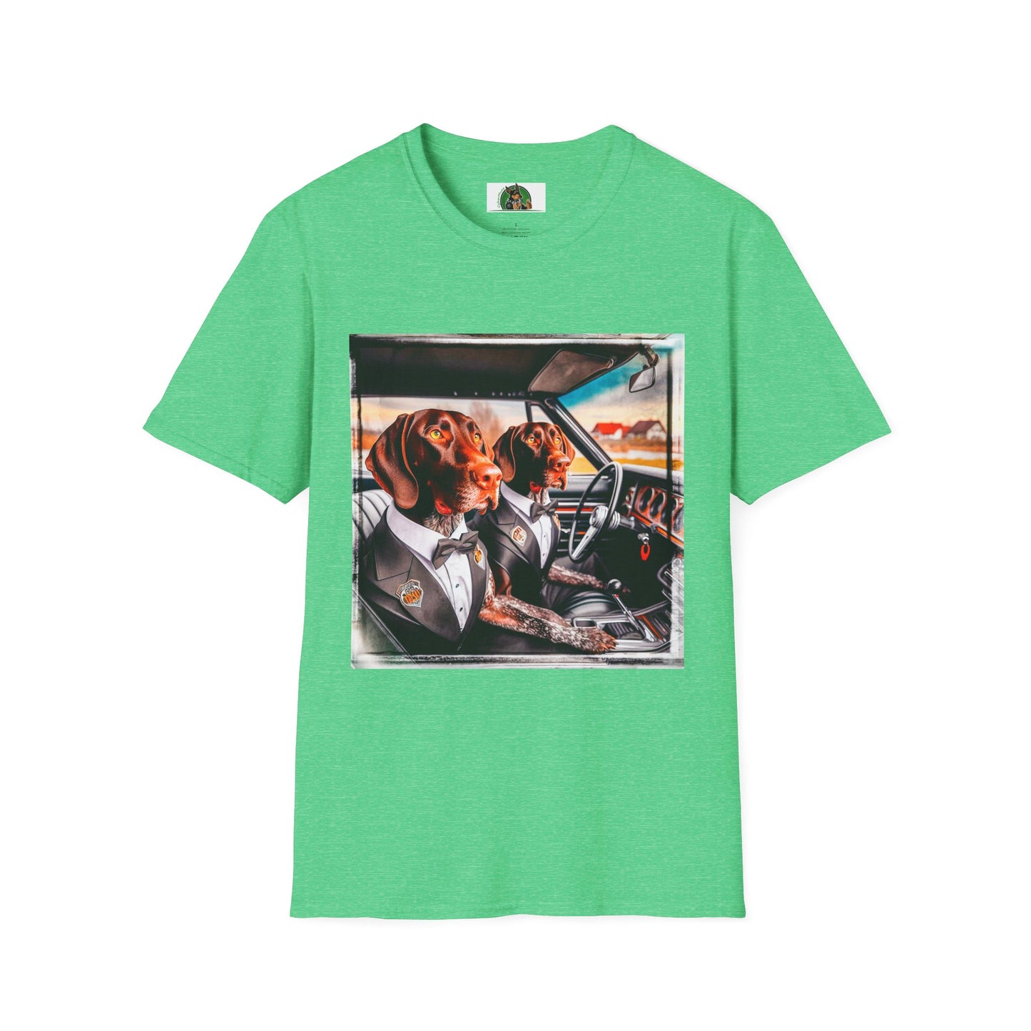 Wacky German Shorthaired Pointer party fun t shirt T-Shirt Printify S Heather Irish Green