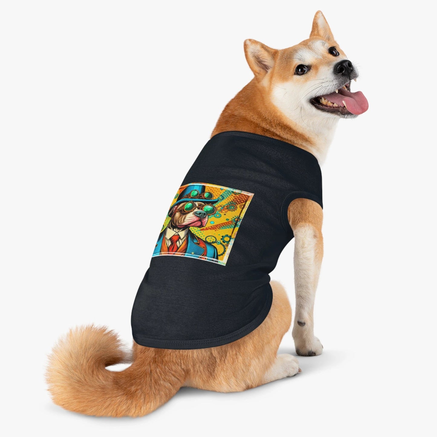 Pet Tank Top Pit Bull blue steam punk by Printify
