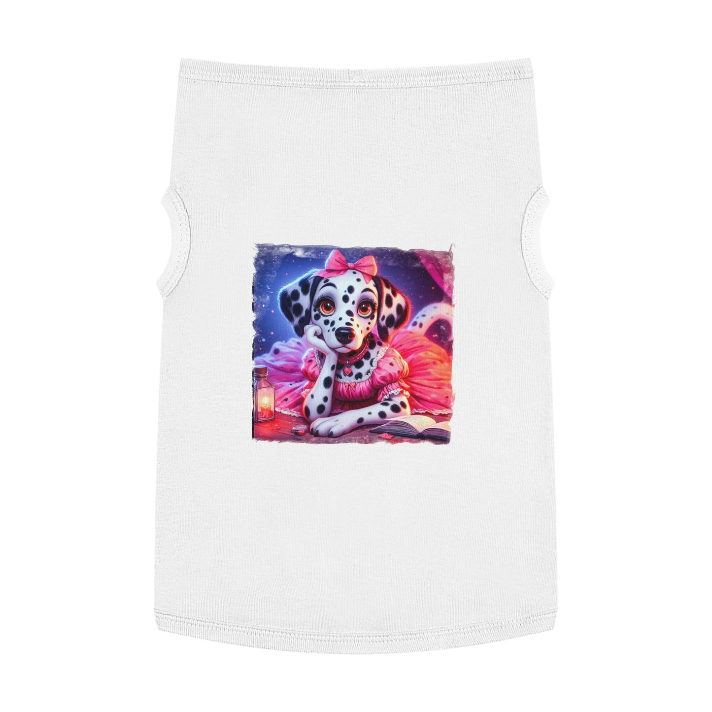 Pet Tank Top Dalmatian pretty in pink t shirt Pets Printify XL White