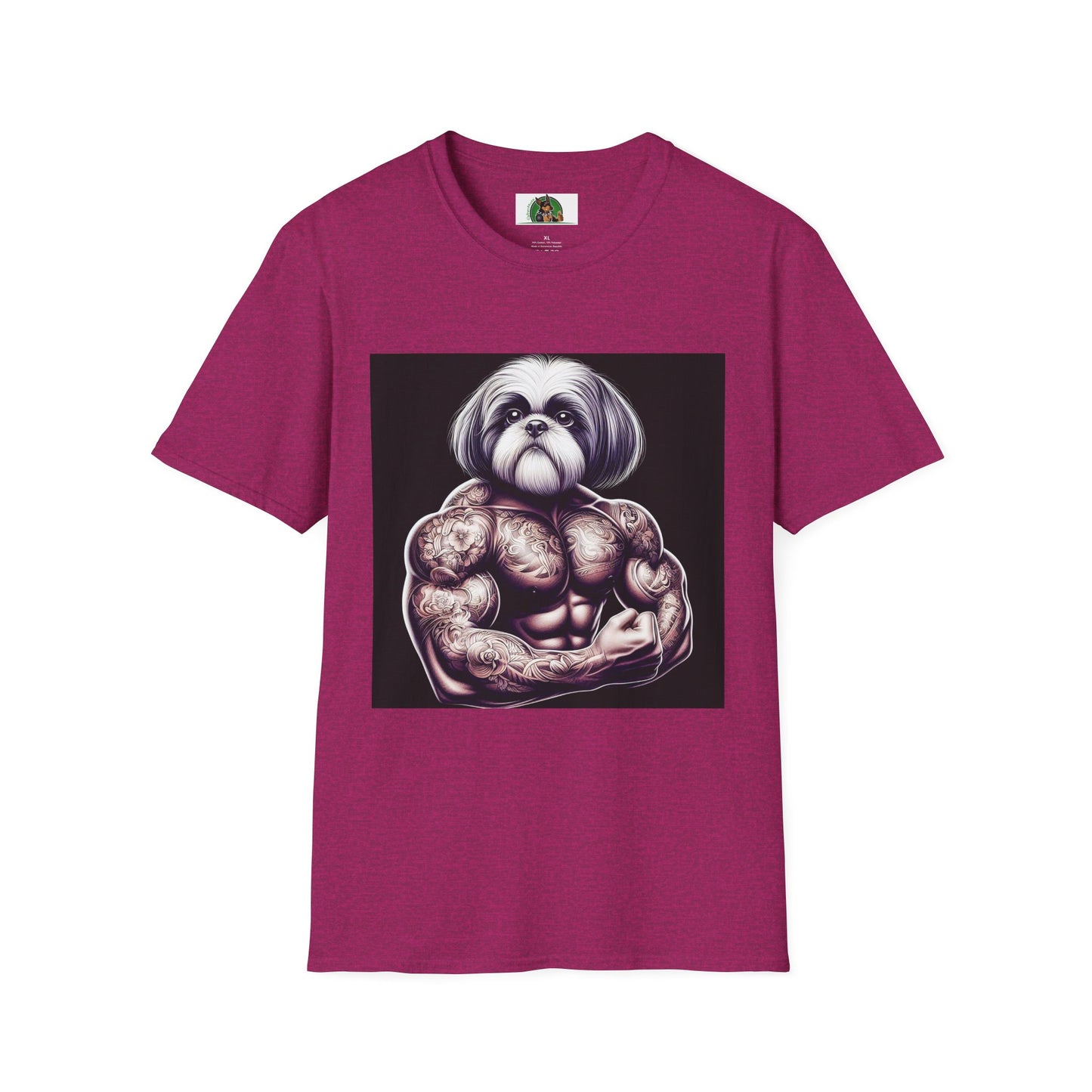 Shih Tzu muscles shirt T-Shirt Printify S Antique Heliconia
