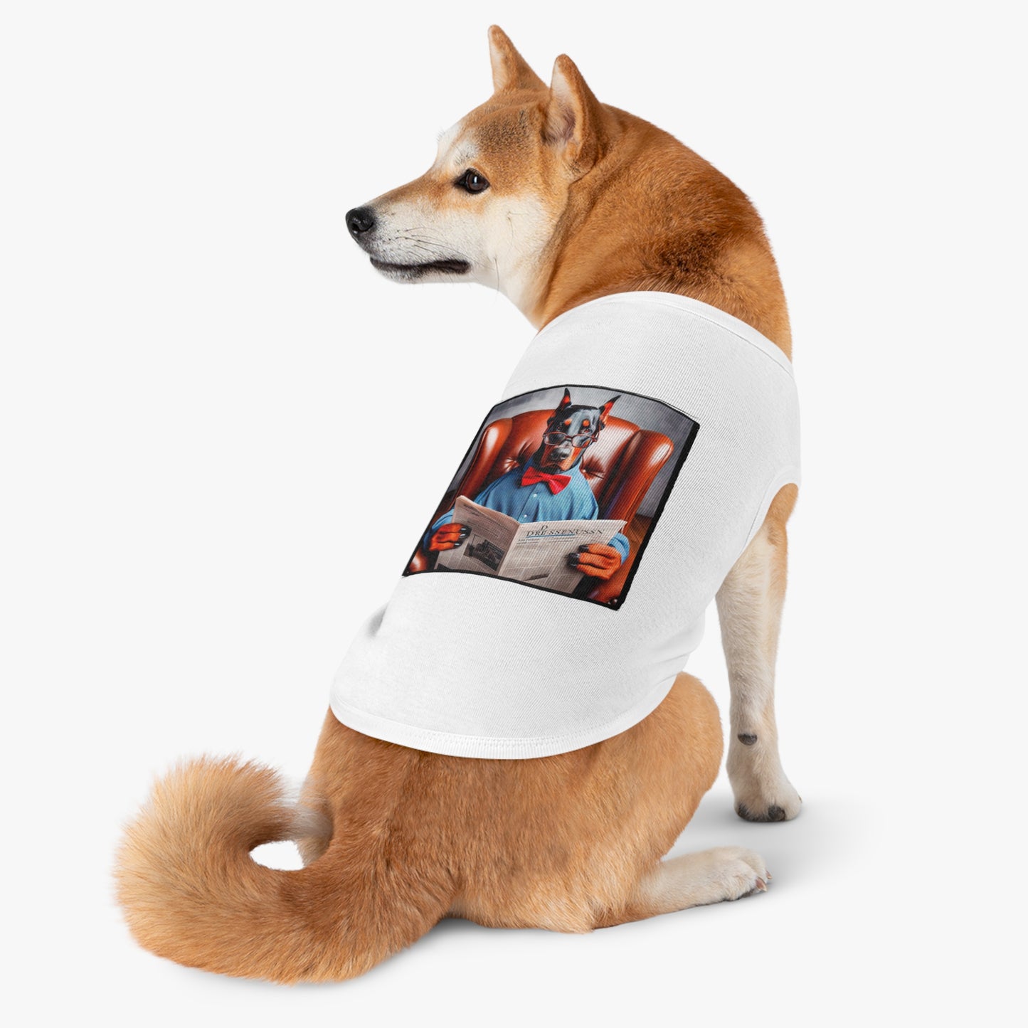 Pet Tank Top Doberman paper reading