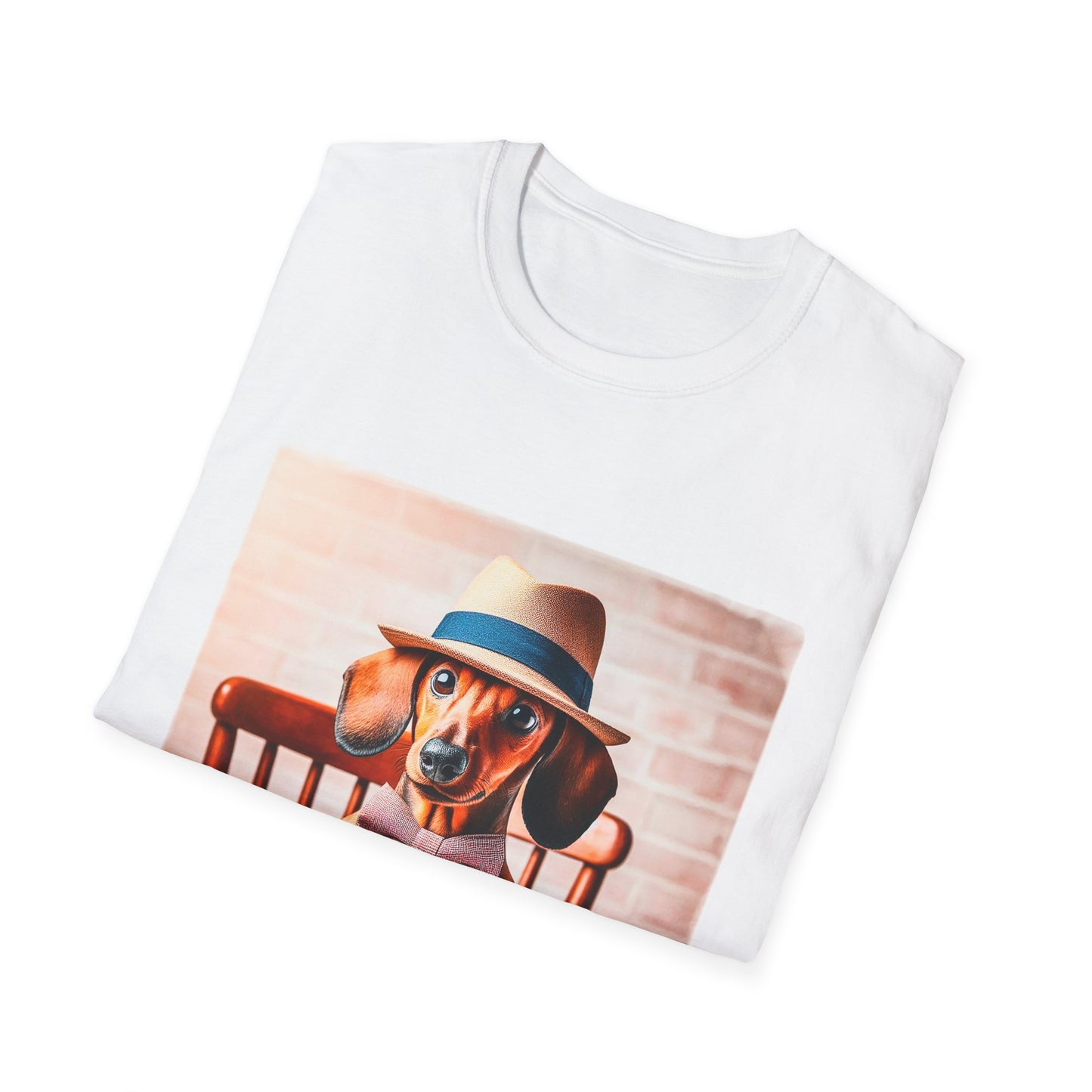 Dachshund reading news t shirt T-Shirt Printify