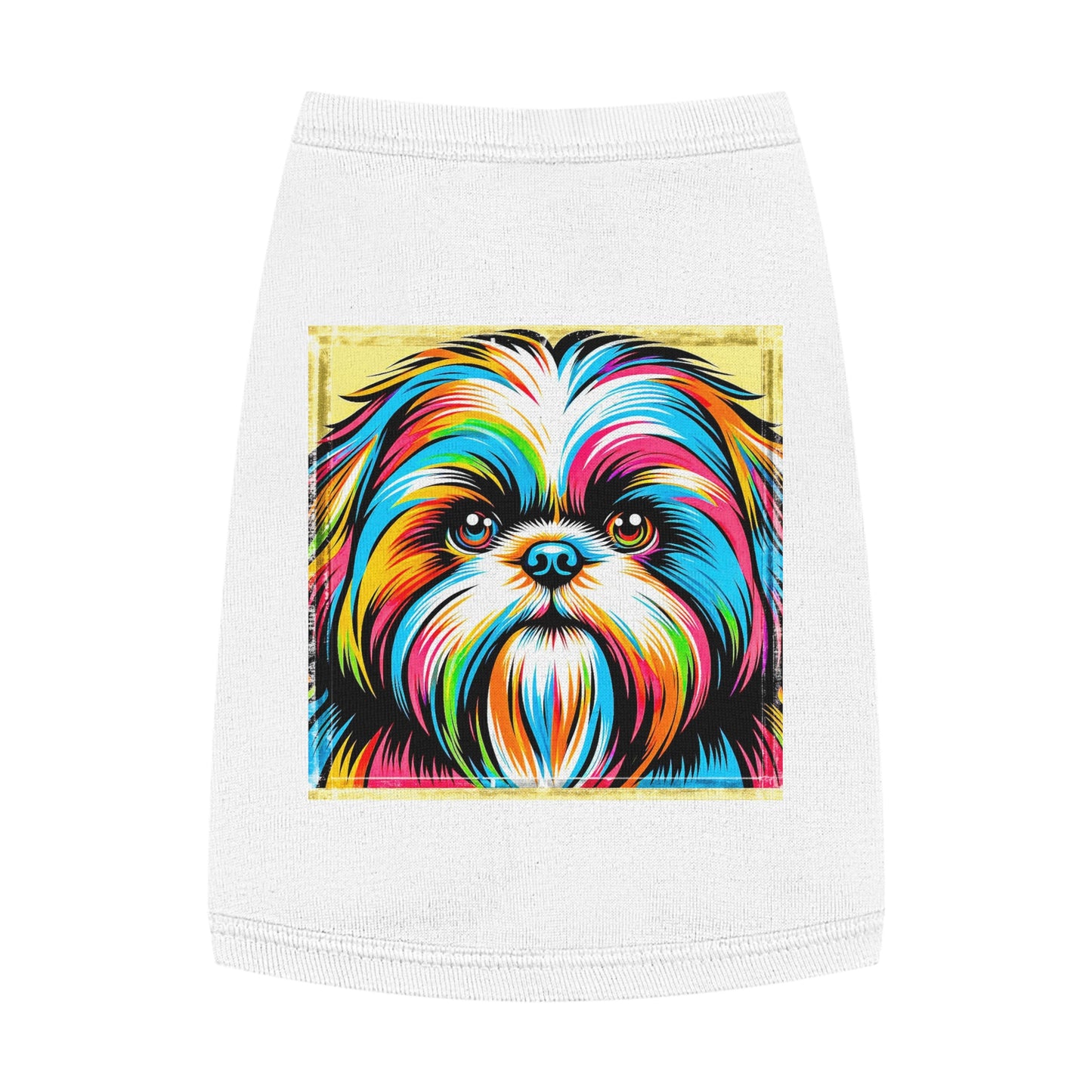 Pet Tank Top Shih Tzu colorful puppy Pets Printify M White