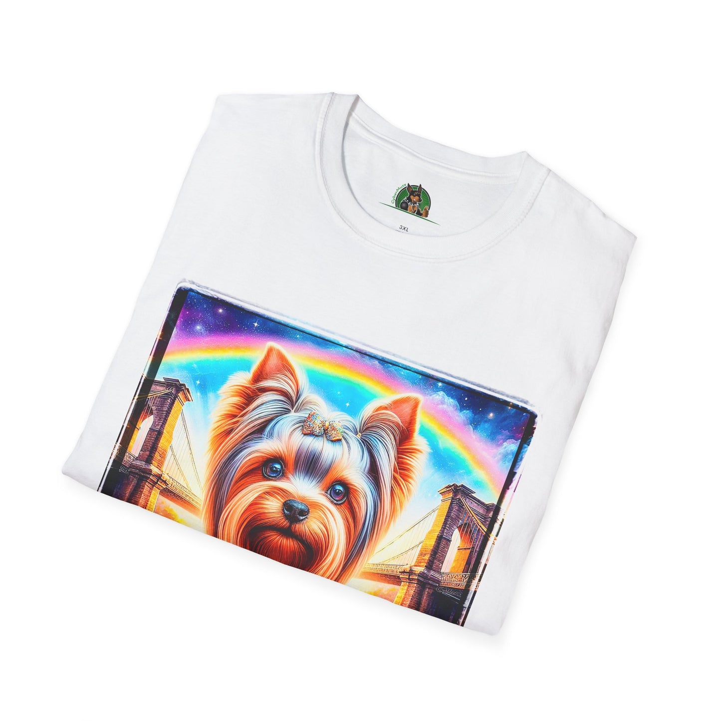 Yorkie rainbow bridge shirt T-Shirt Printify