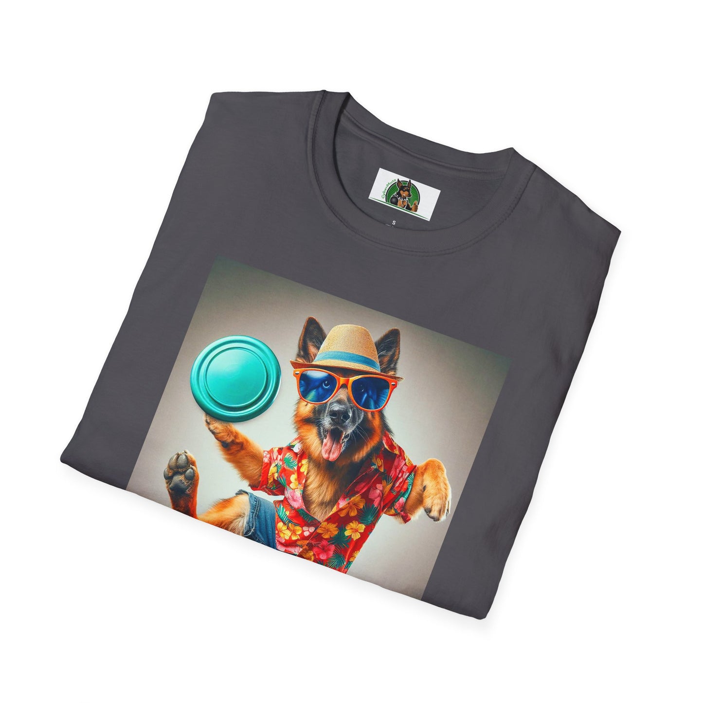 German Shepherd frisbee flying shirt T-Shirt Printify