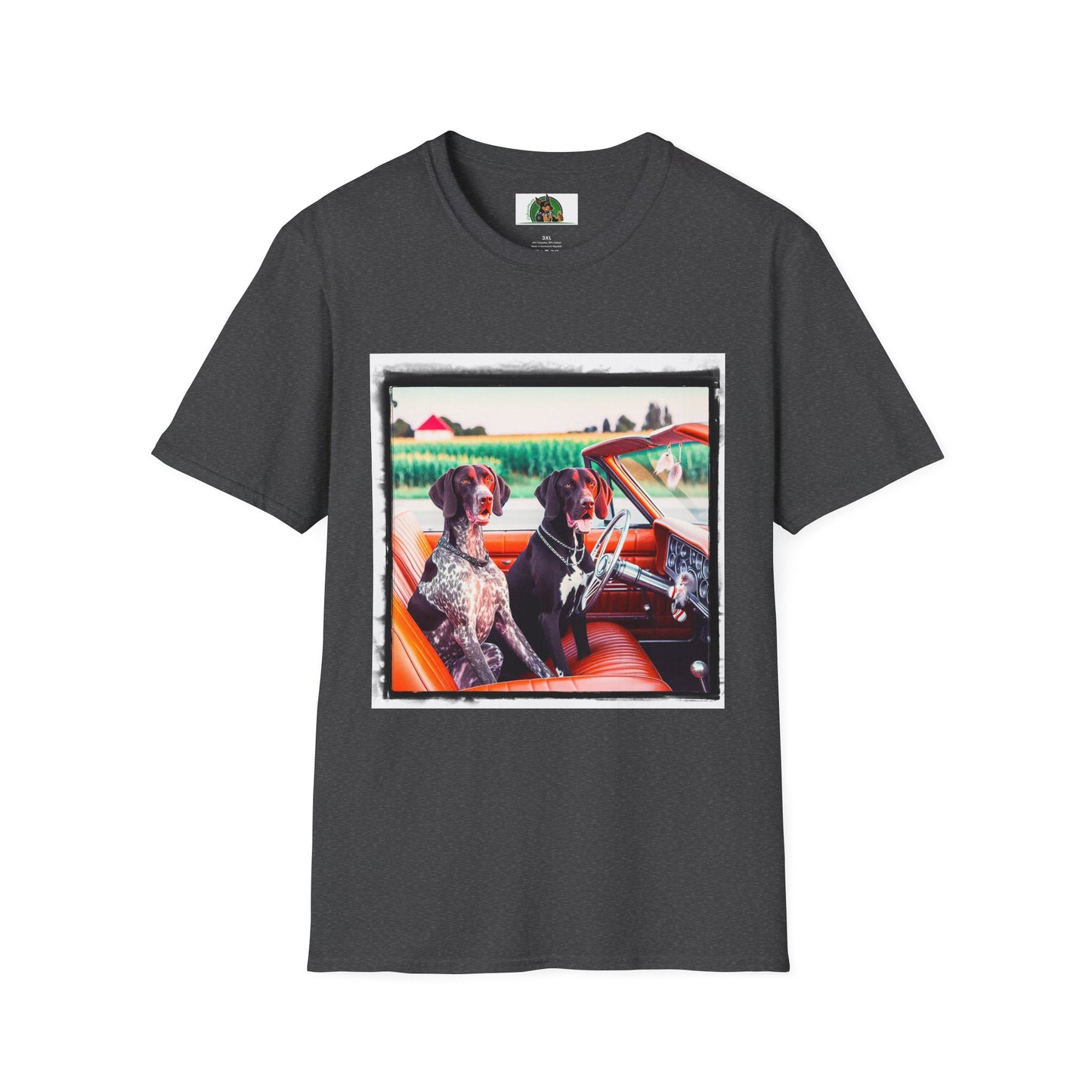 Wacky German Shorthaired Pointer friends driving t shirt T-Shirt Printify XS Dark Heather