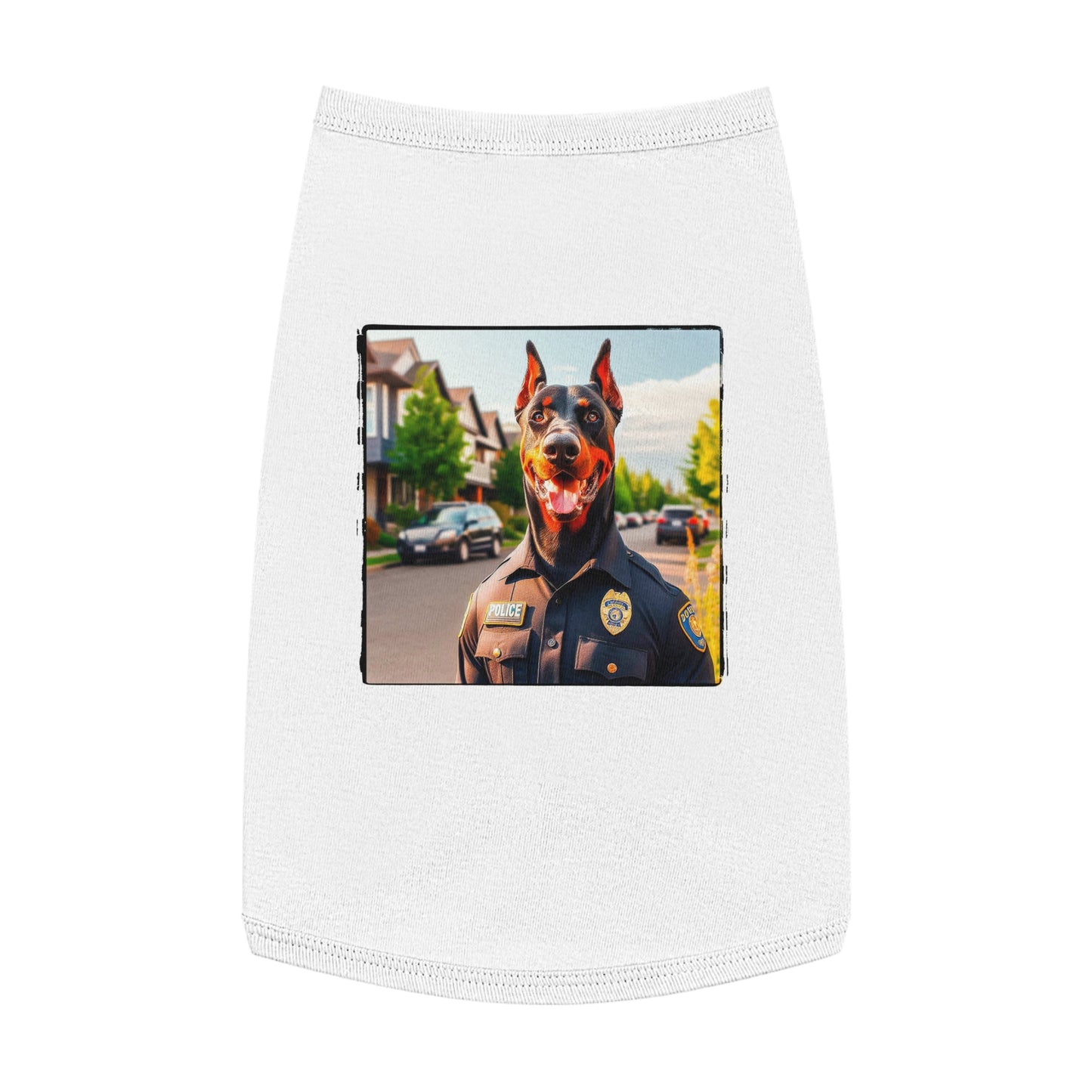 Pet Tank Top Doberman neighborhood police watch t shirt Pets Printify L White