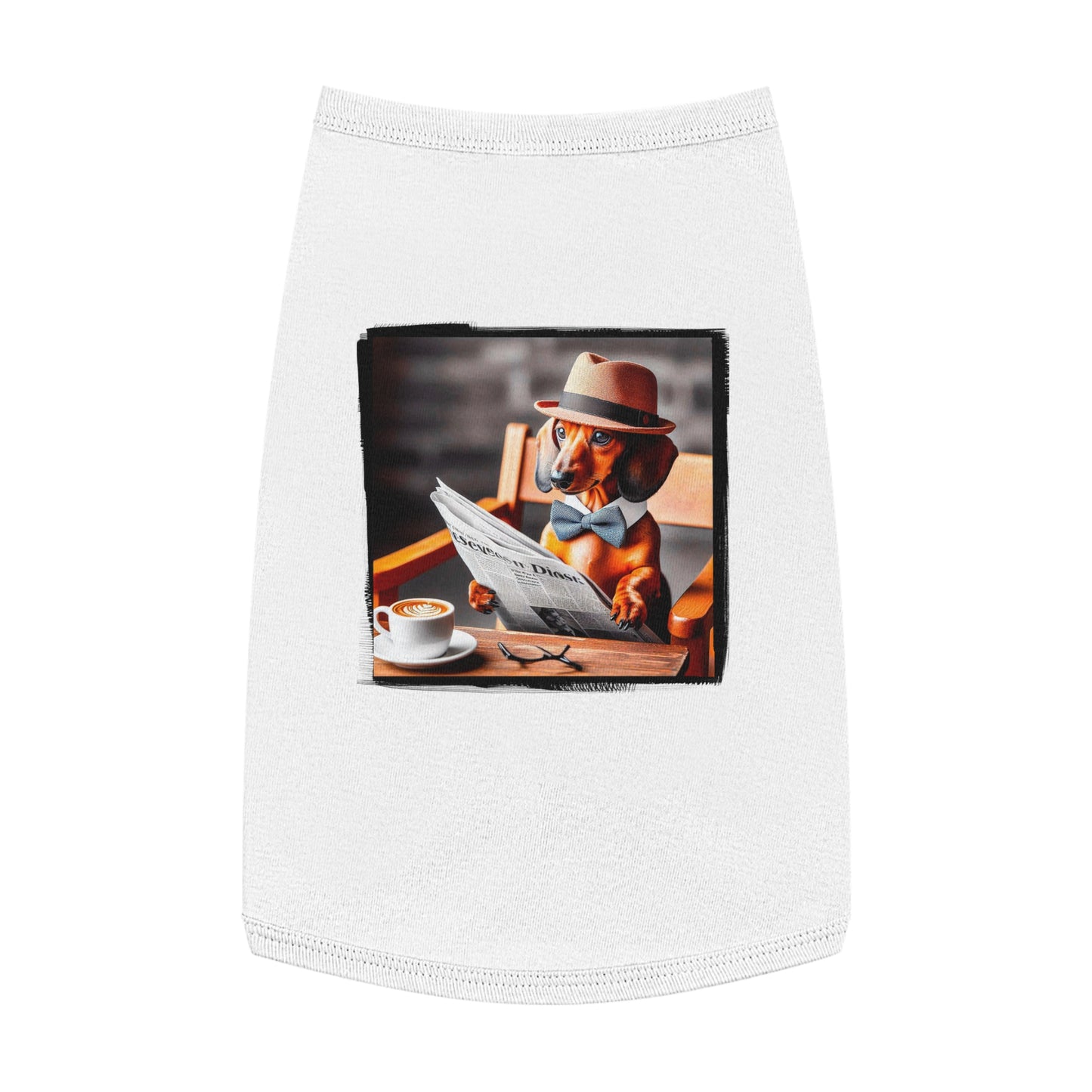 Pet Tank Top Dachshund coffee morning t shirt Pets Printify L White