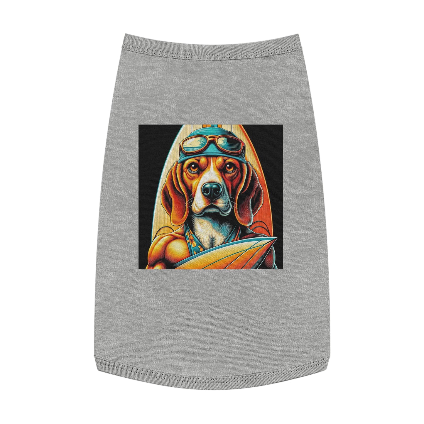 Pet Tank Top Beagle Surfer Dog Pets Printify L Heather