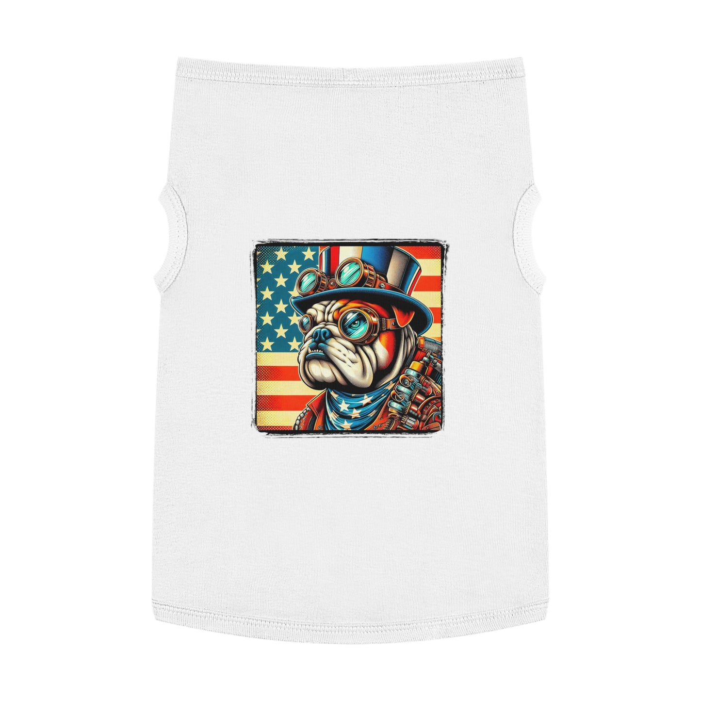 Pet Tank Top Bulldog American steampunk Pets Printify XL White