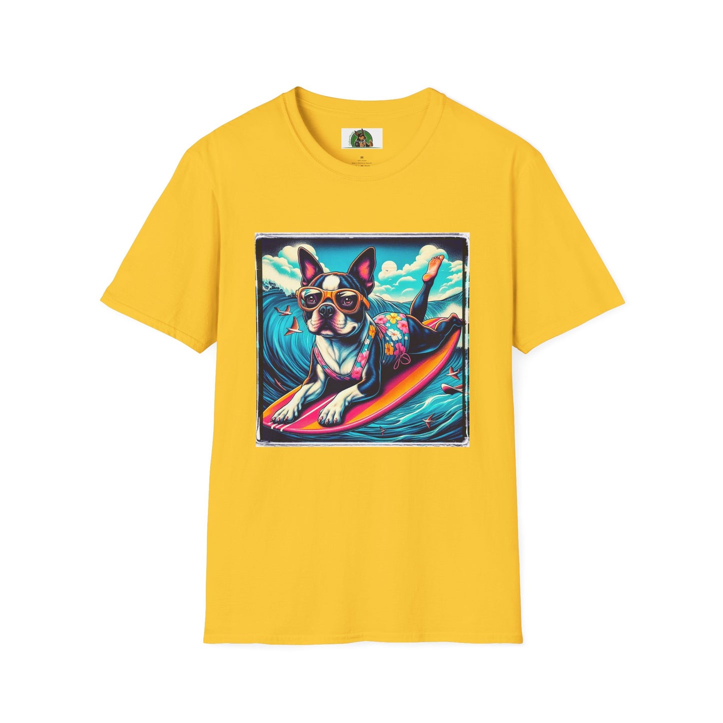 Boston Terrier Surfer Girl Shirt T-Shirt Printify S Daisy