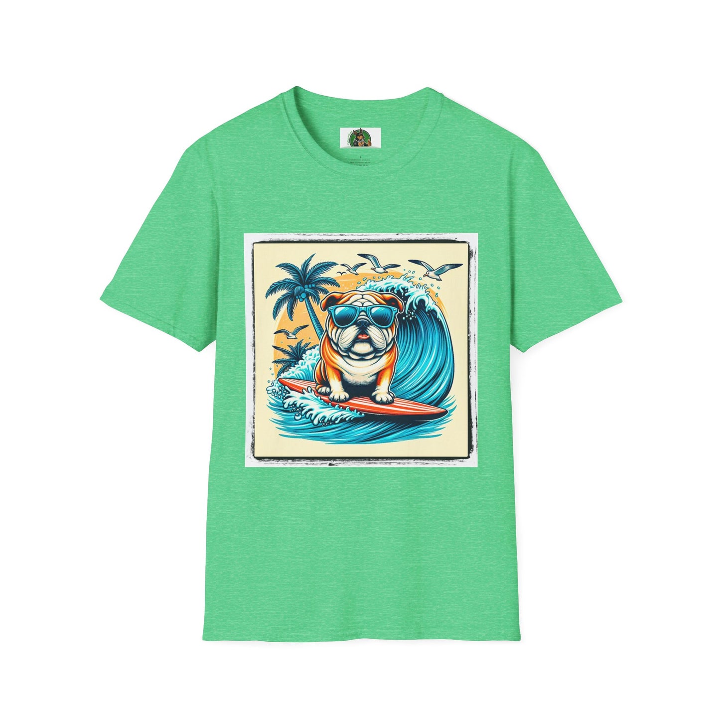 Bulldog Palm Springs t shirt T-Shirt Printify S Heather Irish Green