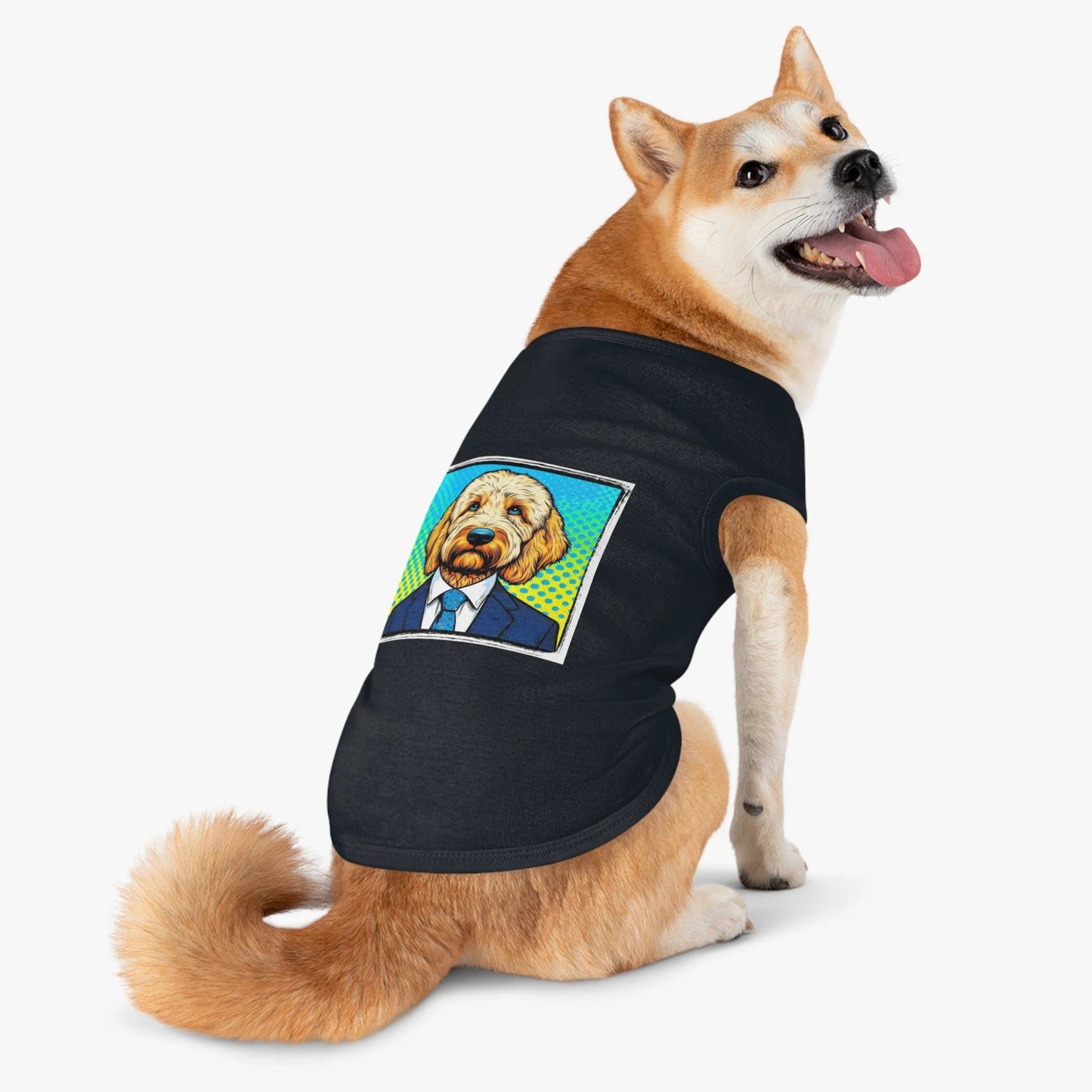 Pet Tank Golden Doodle suit and tie shirt by Printify