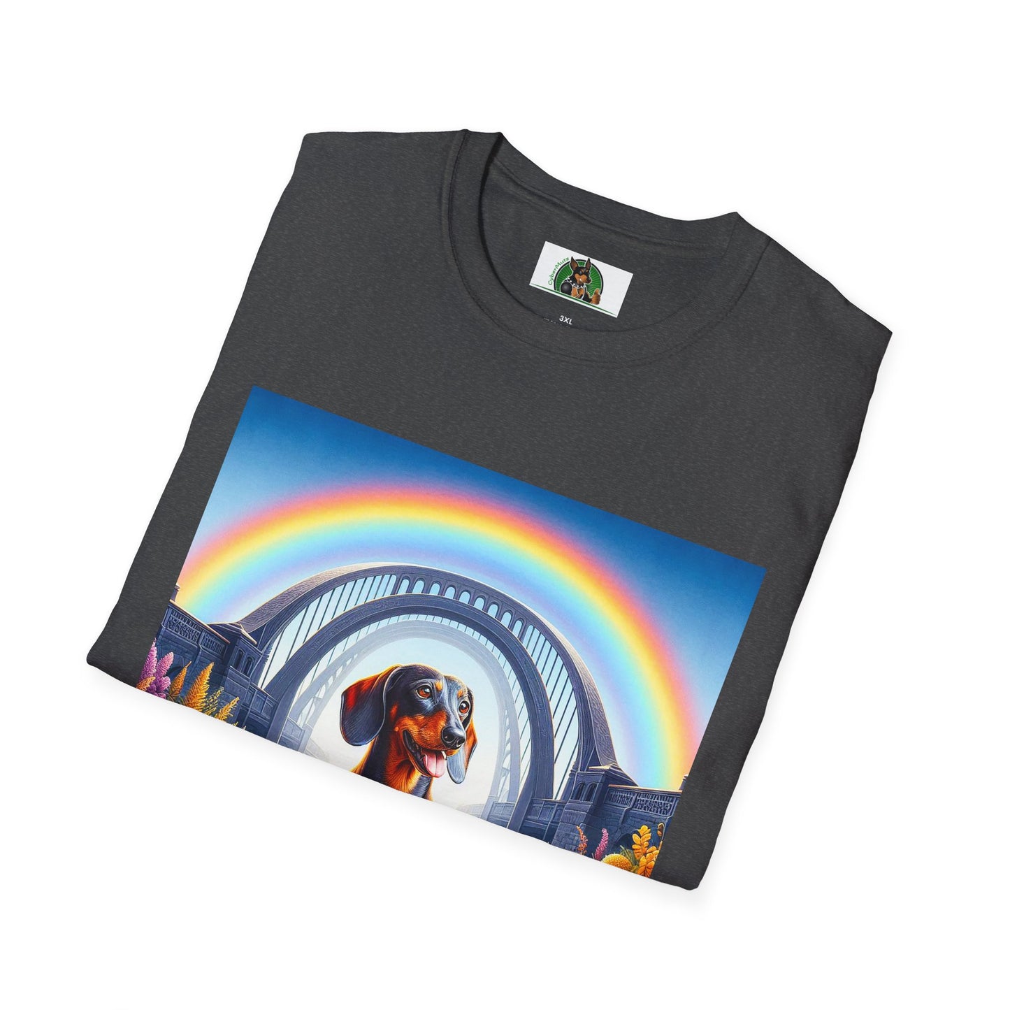 Dachshund rainbow bridge t shirt T-Shirt Printify
