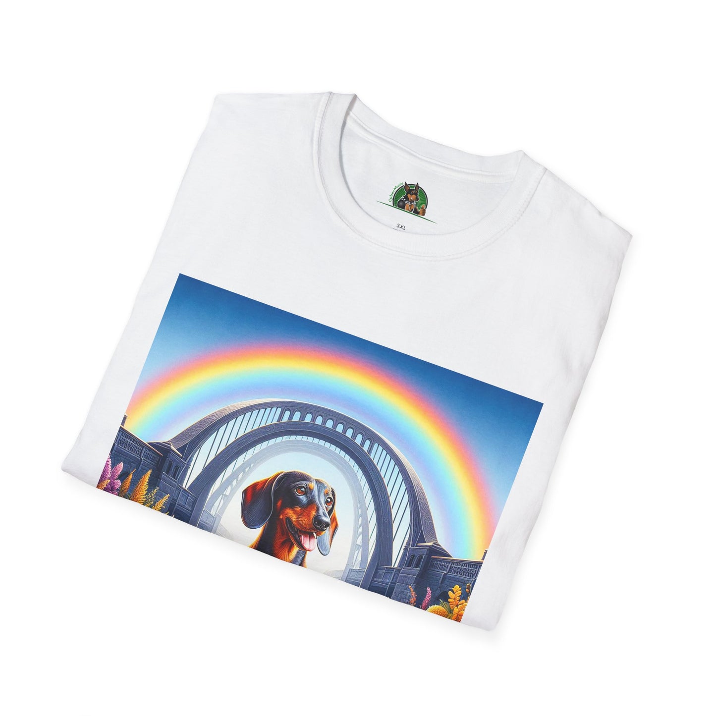 Dachshund rainbow bridge t shirt T-Shirt Printify