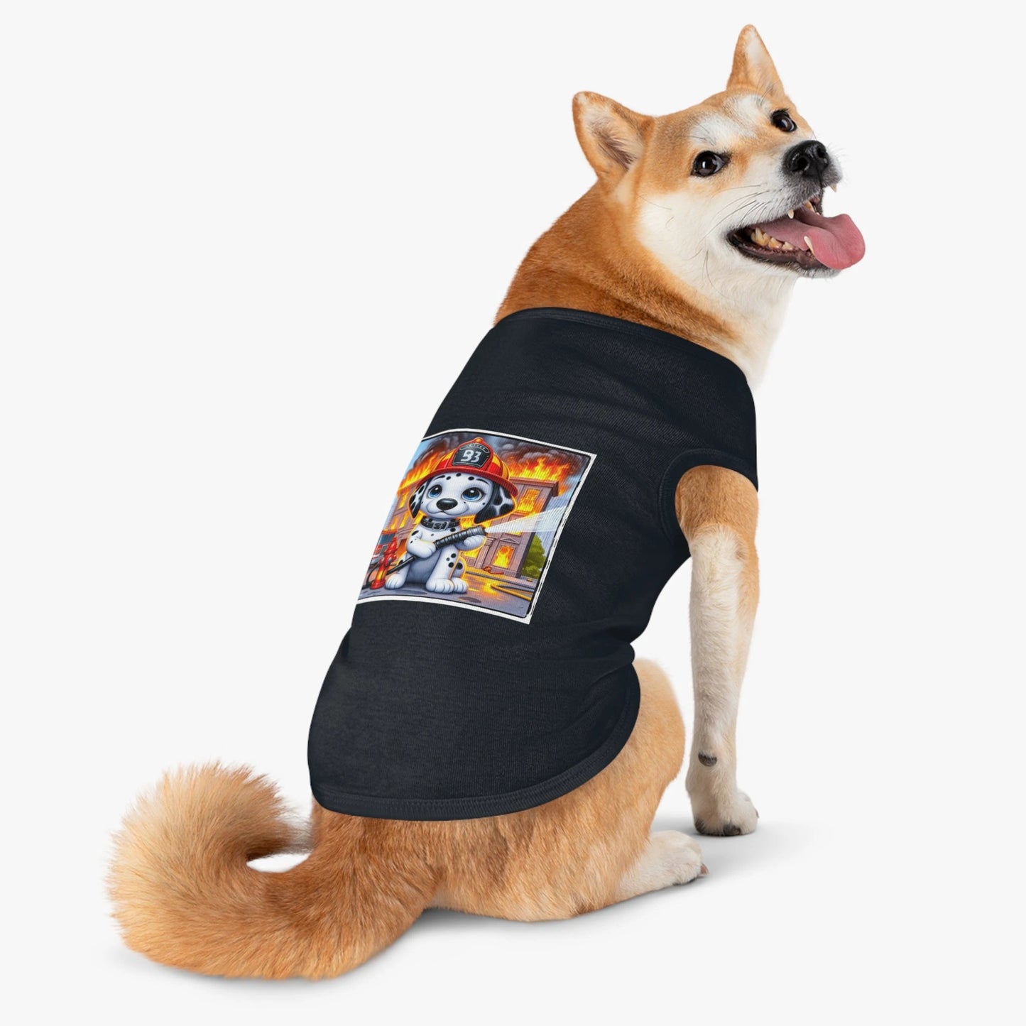 Dalmatian Firefighter Pet Tank Top Shirt Small Size For Dogs Cute Fireman Dog Tee by Printify