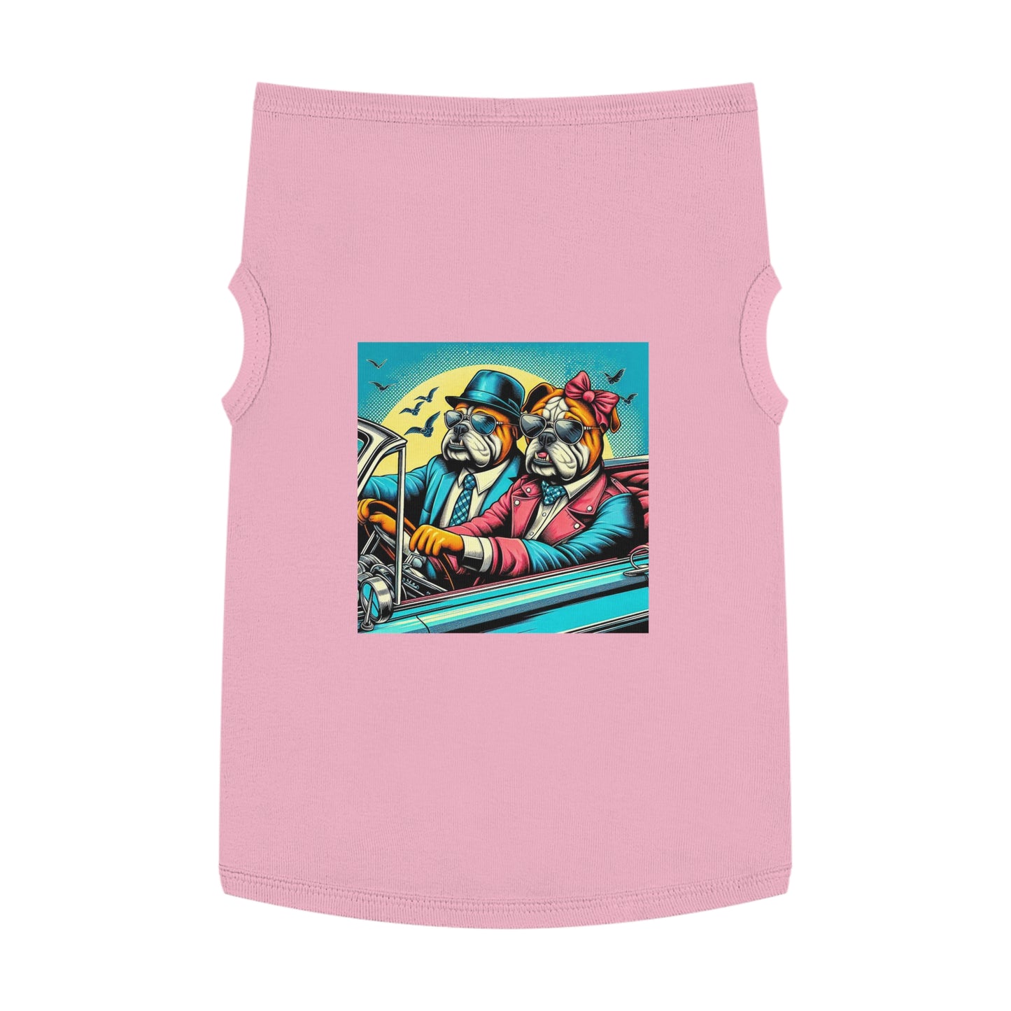 Wacky Pet Tank Top Bulldog sunset driving t shirt Pets Printify XL Pink