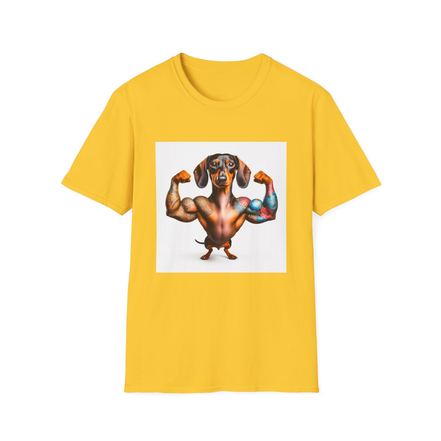 Dachshund muscles man t shirt T-Shirt Printify S Daisy