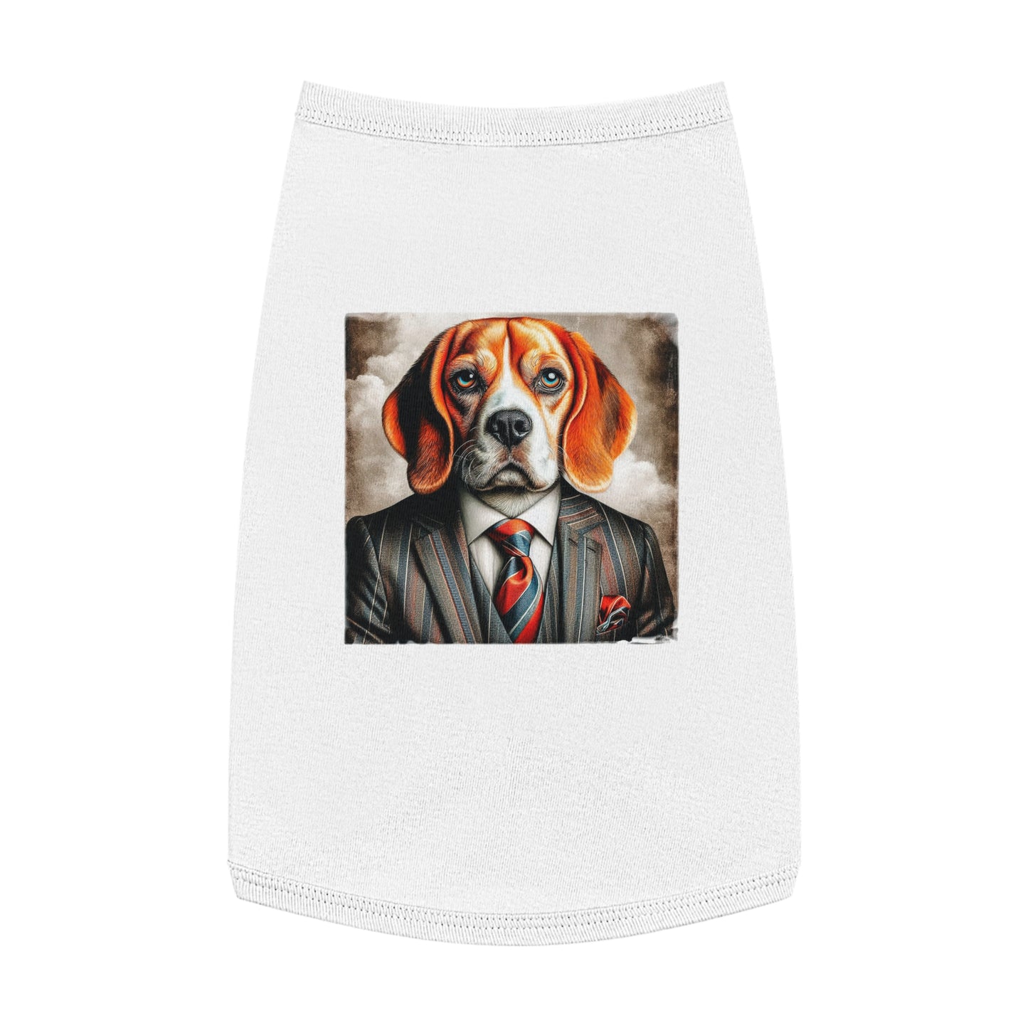 Pet Tank Top Beagle Dog Wearing Business Suit Pets Printify L White