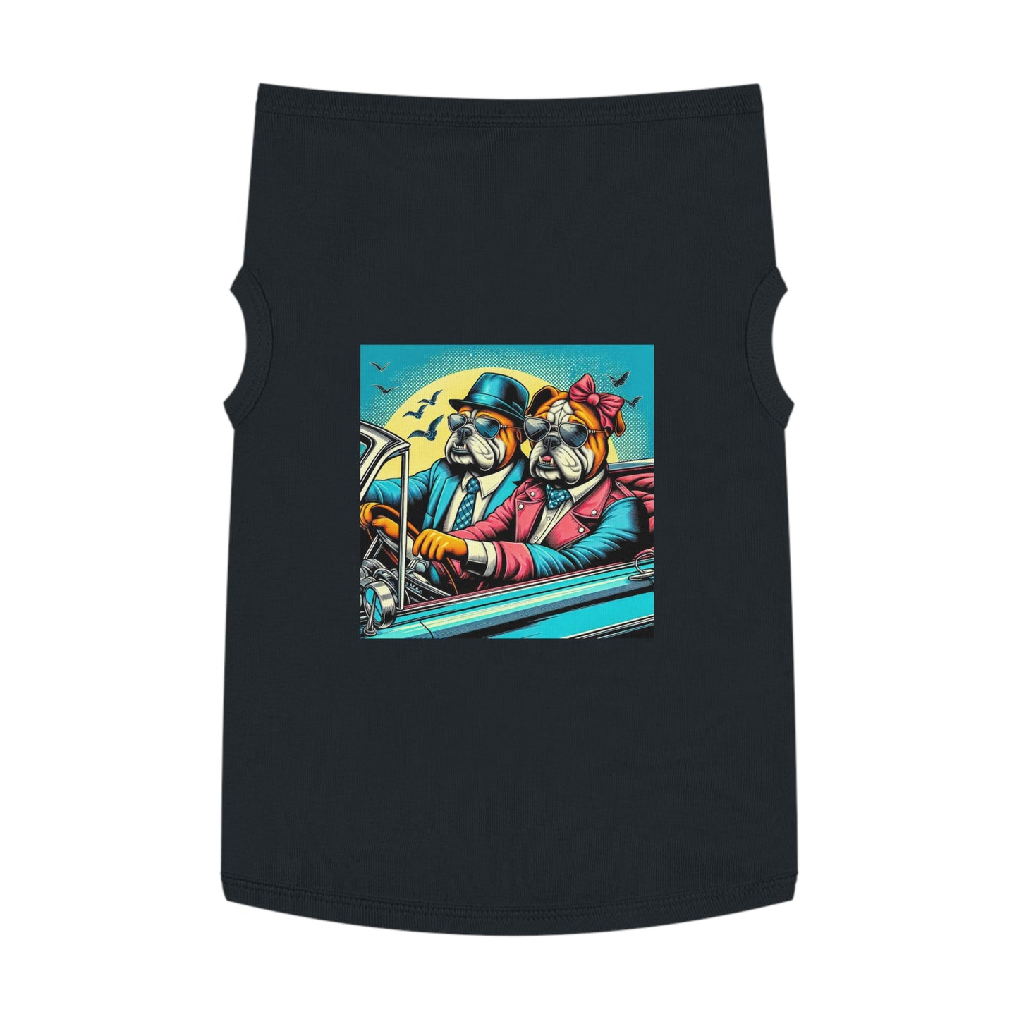 Wacky Pet Tank Top Bulldog sunset driving t shirt Pets Printify