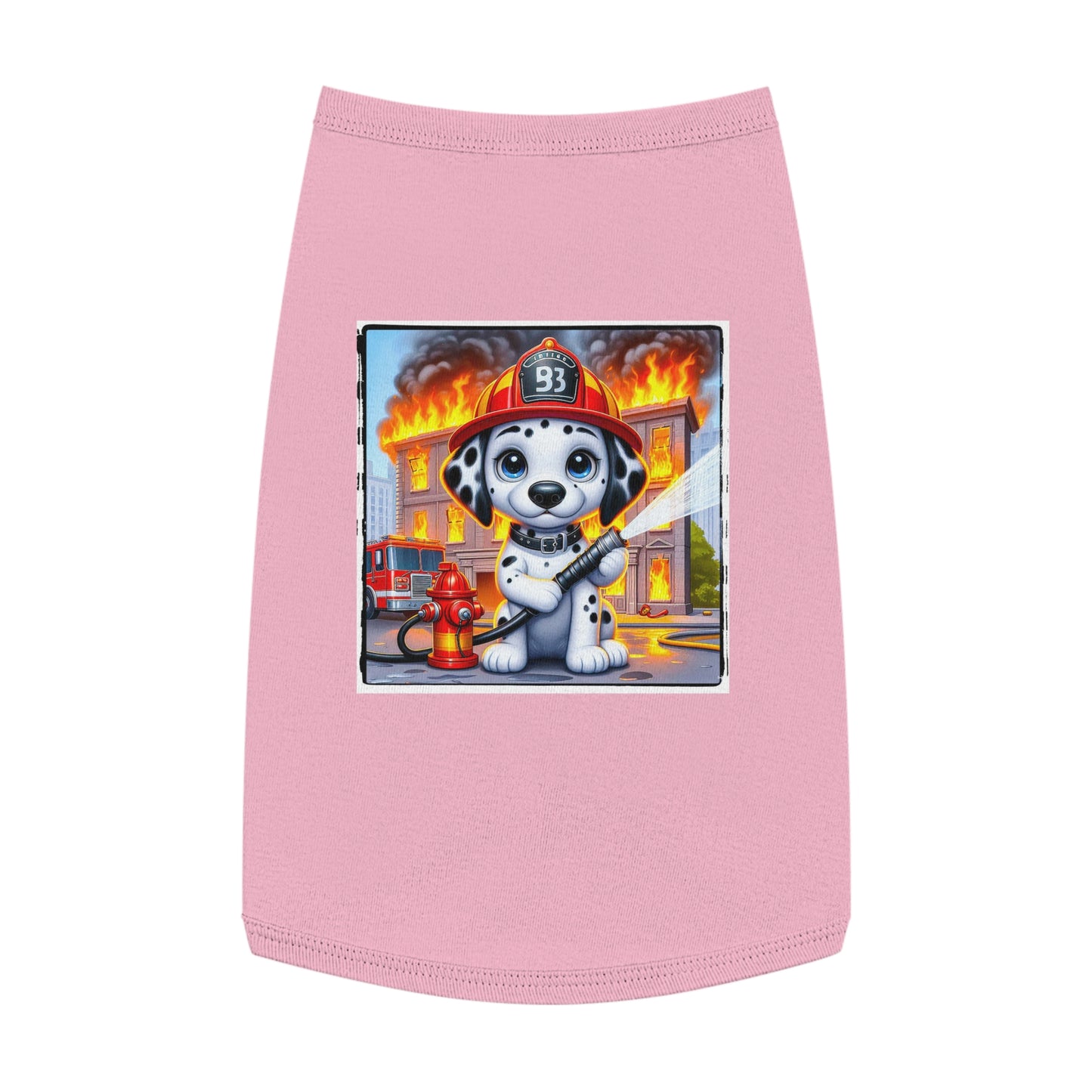 Pet Tank Top Dalmatian small fireman t shirt Pets Printify L Pink