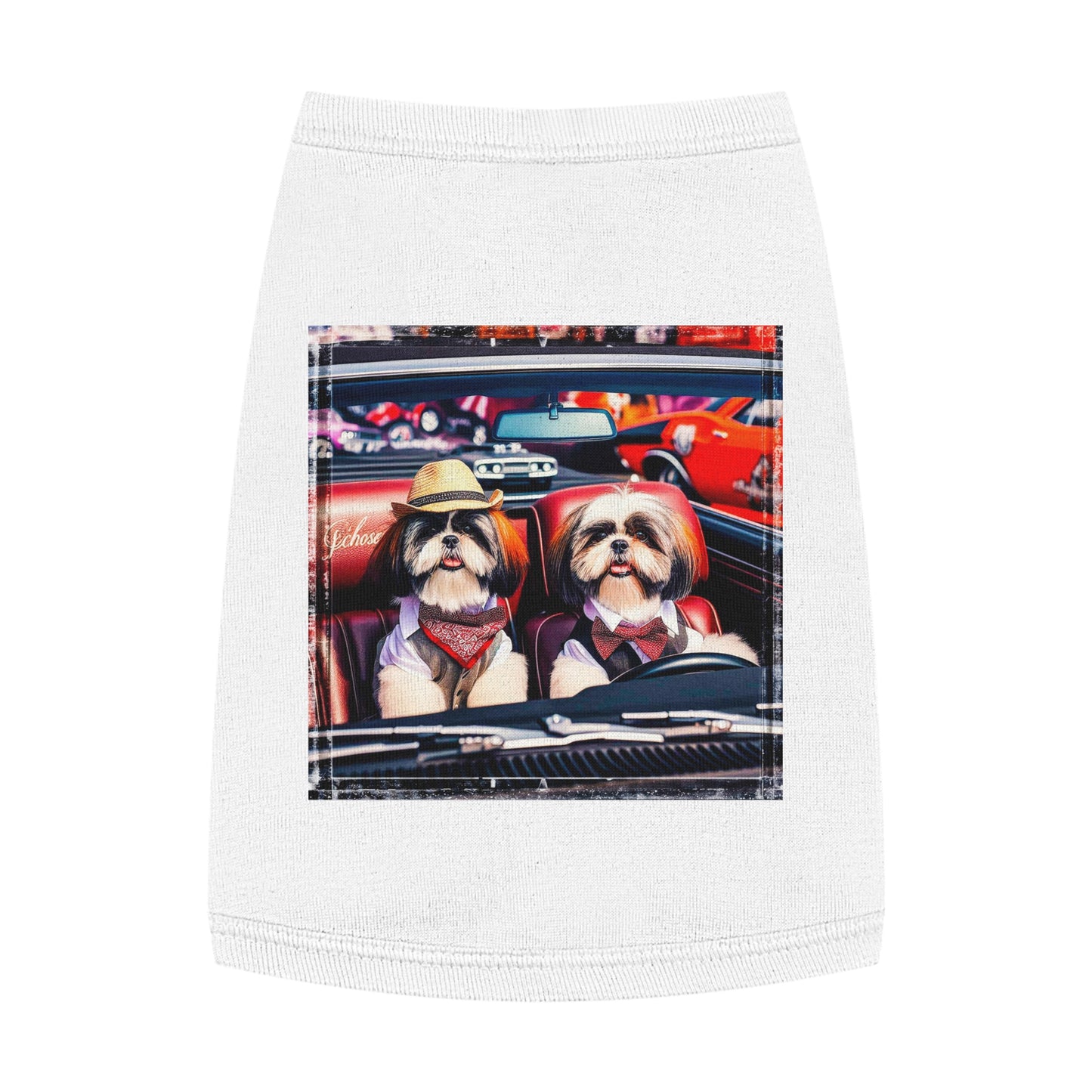 Pet Tank Top Shih Tzu driving shirt Pets Printify M White
