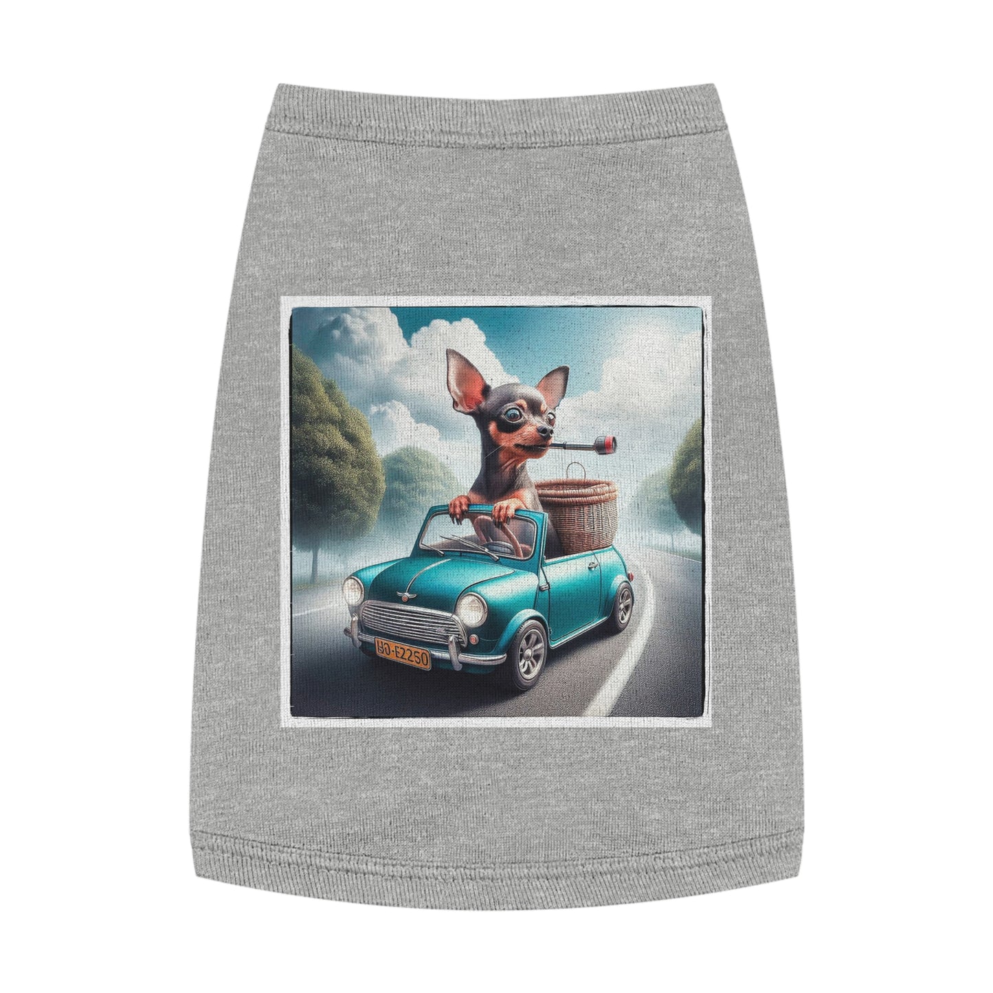 - Min Pin Tank Tops driving and smoking Pets Printify M Heather