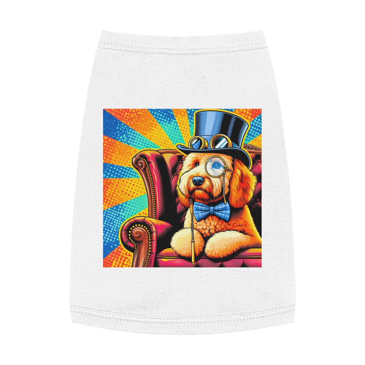 Pet Tank Golden Doodle colorful steampunk shirt Pets Printify M White