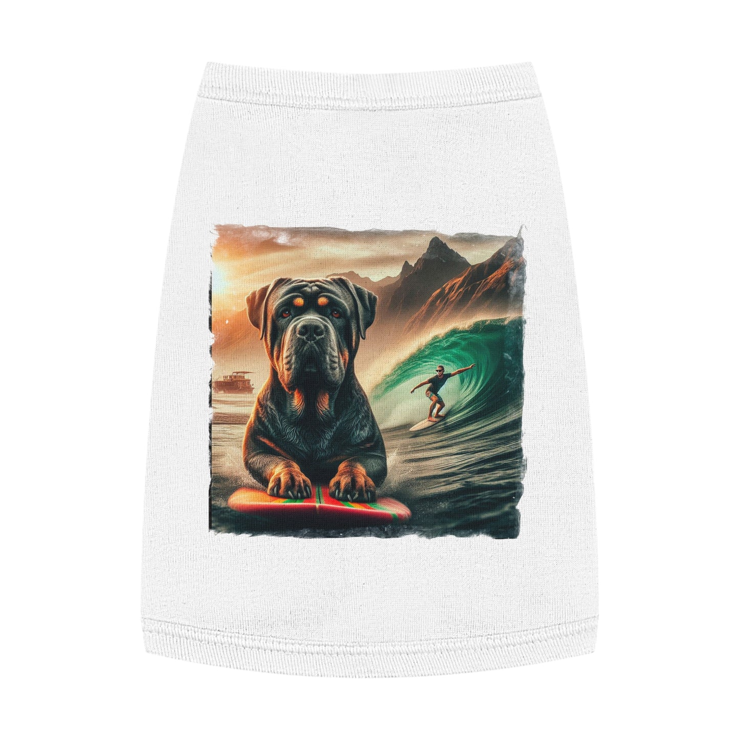 Pet Tank Top Cane Corso Surfing Dog Pets Printify M White
