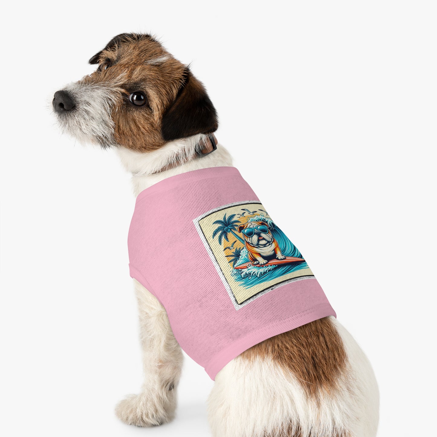 Pet Tank Top Bulldog Hawaiian surf t shirt Pets Printify
