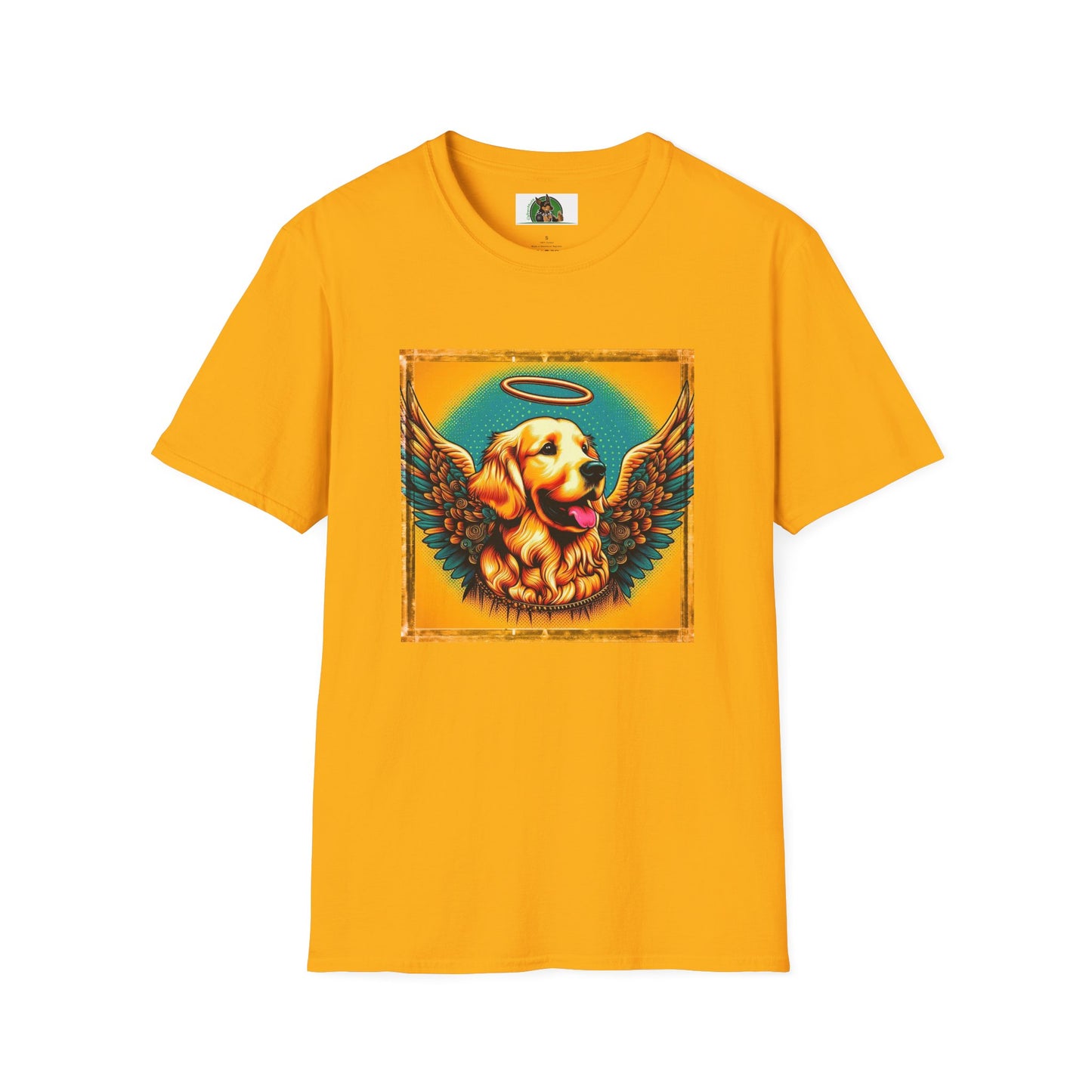Golden Retriever glowing Angel t shirt T-Shirt Printify S Gold