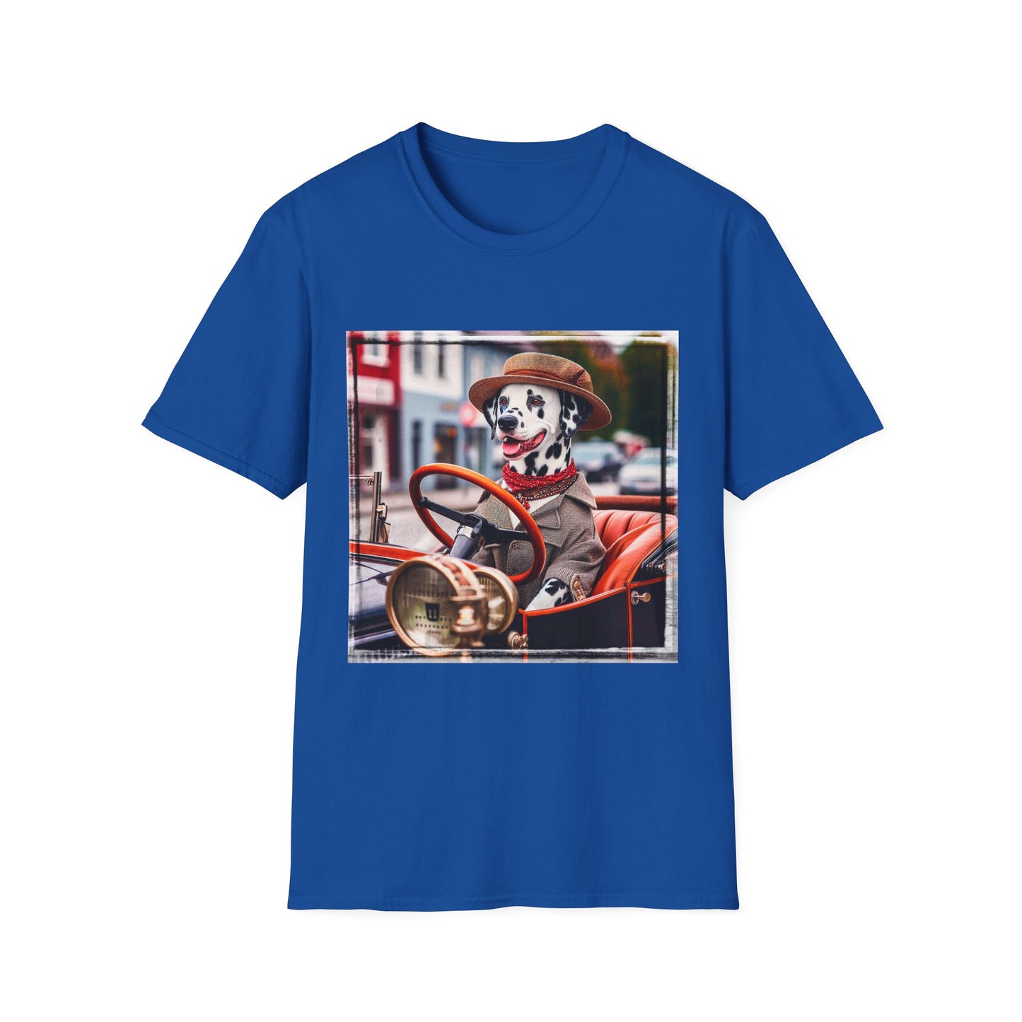 Dalmatian driving and cruising t shirt T-Shirt Printify XS Royal
