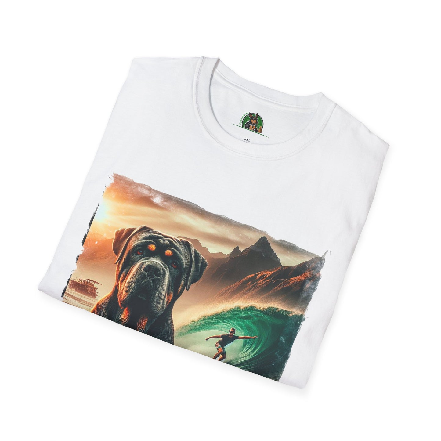 Cane Corso Surfer Dog At Beach T-Shirt Printify