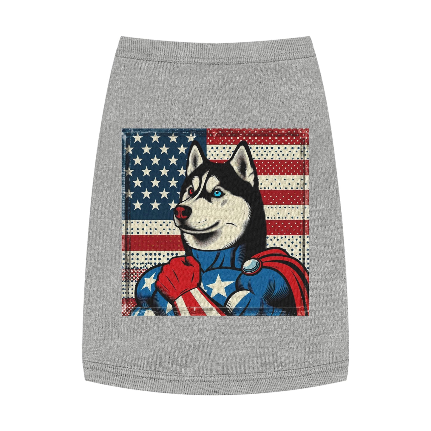 Pet Tank Top Husky super hero Pets Printify M Heather