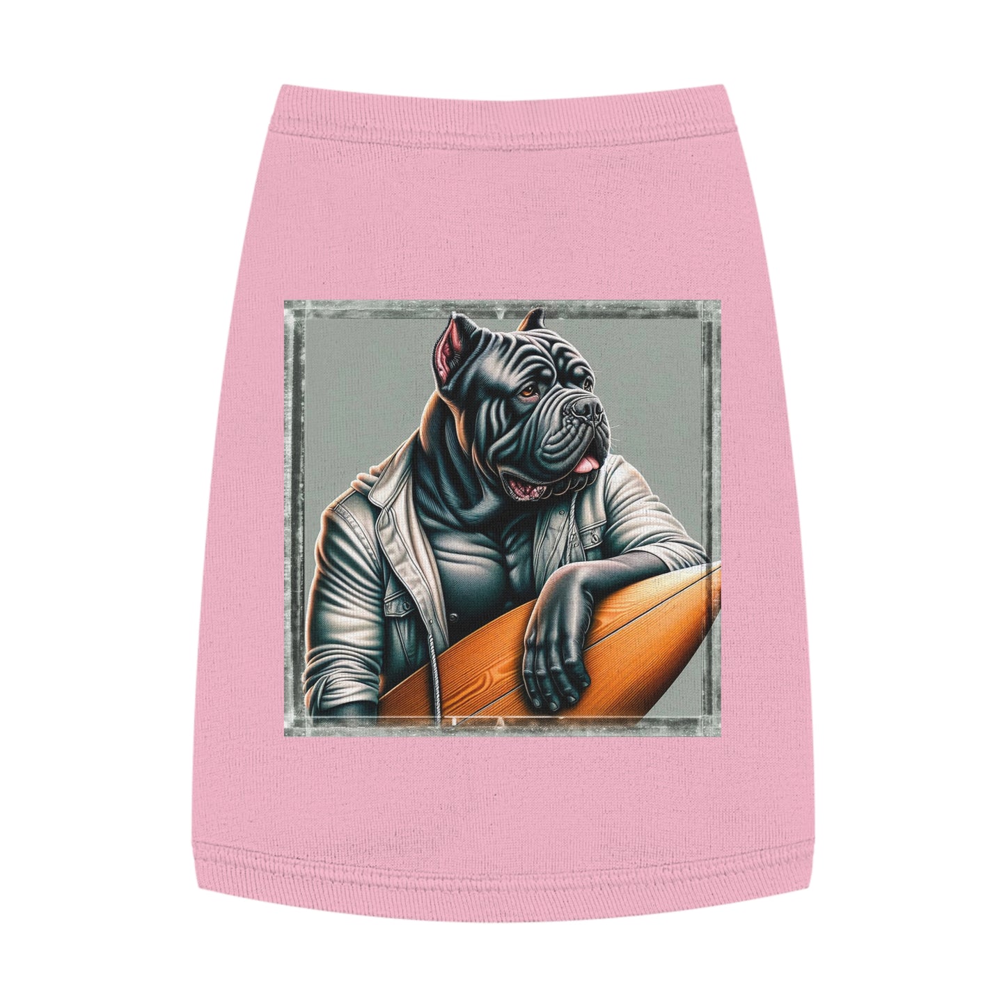 Pet Tank Top Cane Corso In Leather Jacket Surfer Pets Printify M Pink