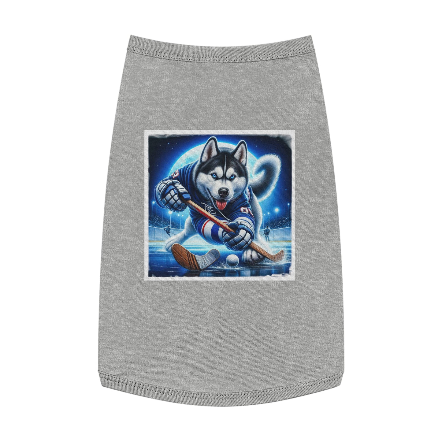 Pet Tank Top Husky hockey player Pets Printify L Heather