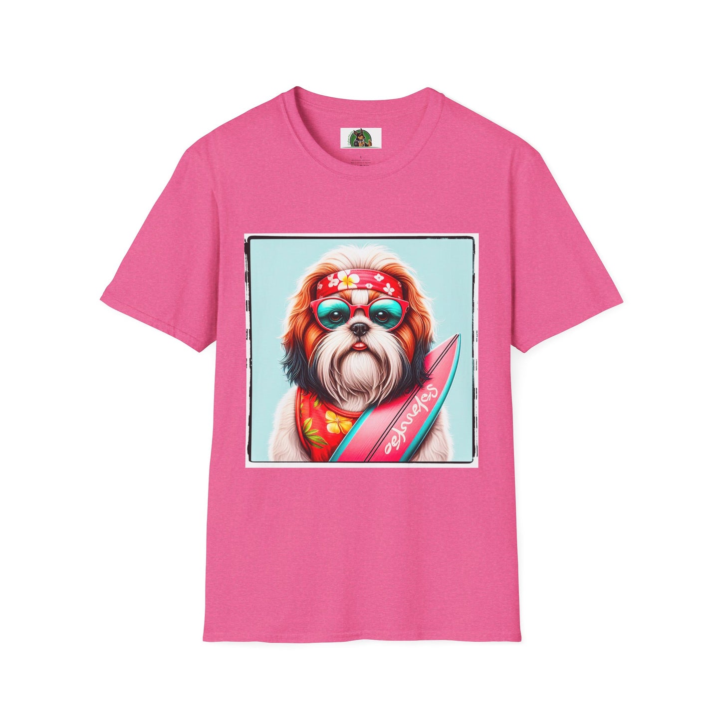Shih Tzu surfer shirt T-Shirt Printify S Heather Heliconia