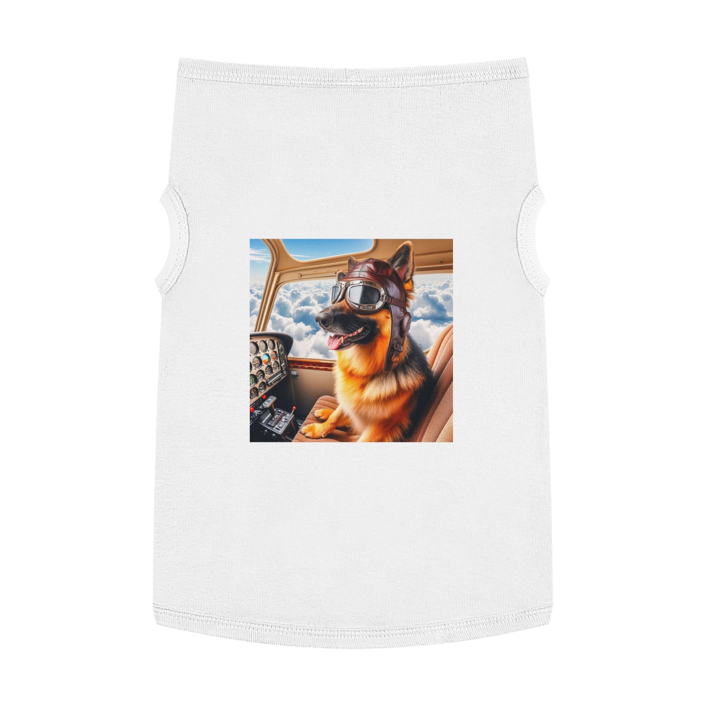 German Shepherd airplane pilot Pets Printify XL White
