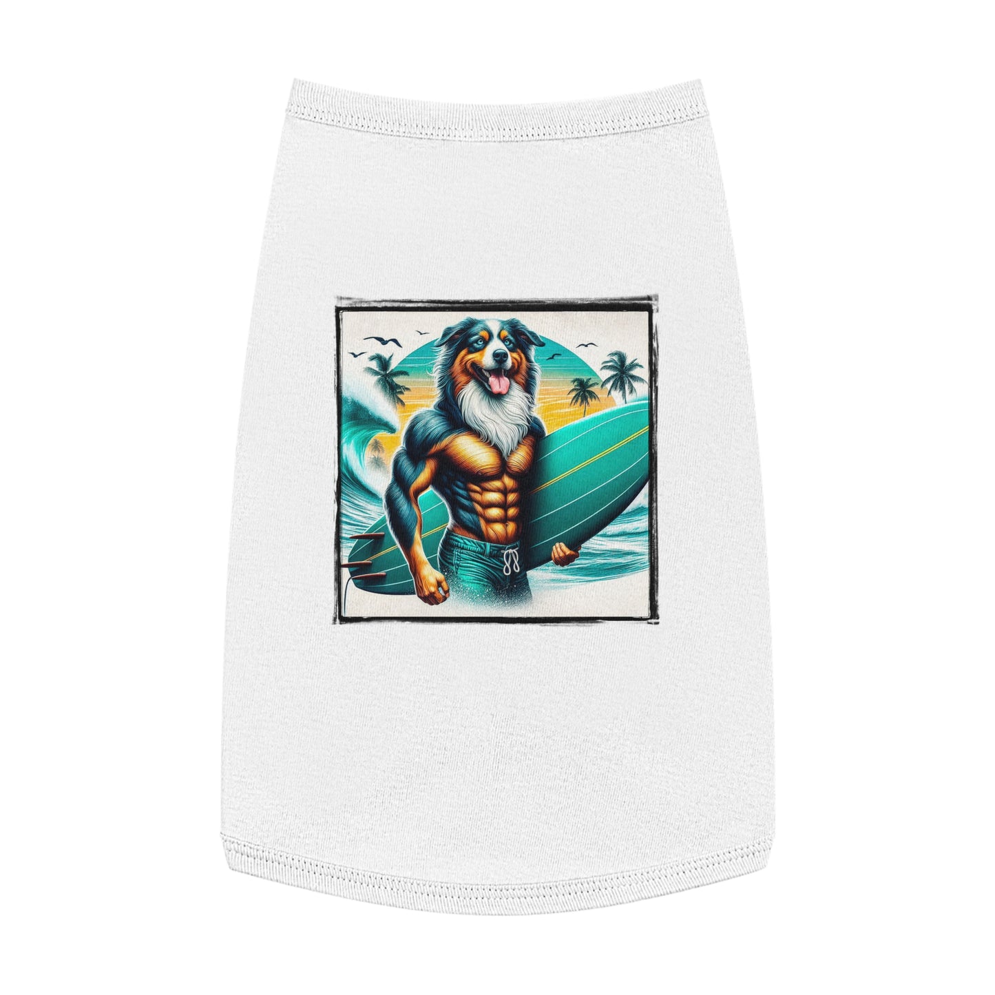 Pet Tank Top Australian Shepherd Pets Printify L White