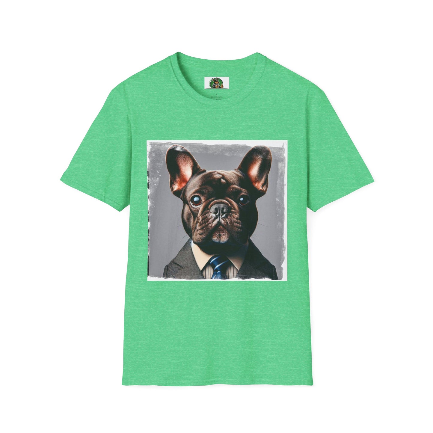 French Bulldog smart businessman T-Shirt Printify S Heather Irish Green