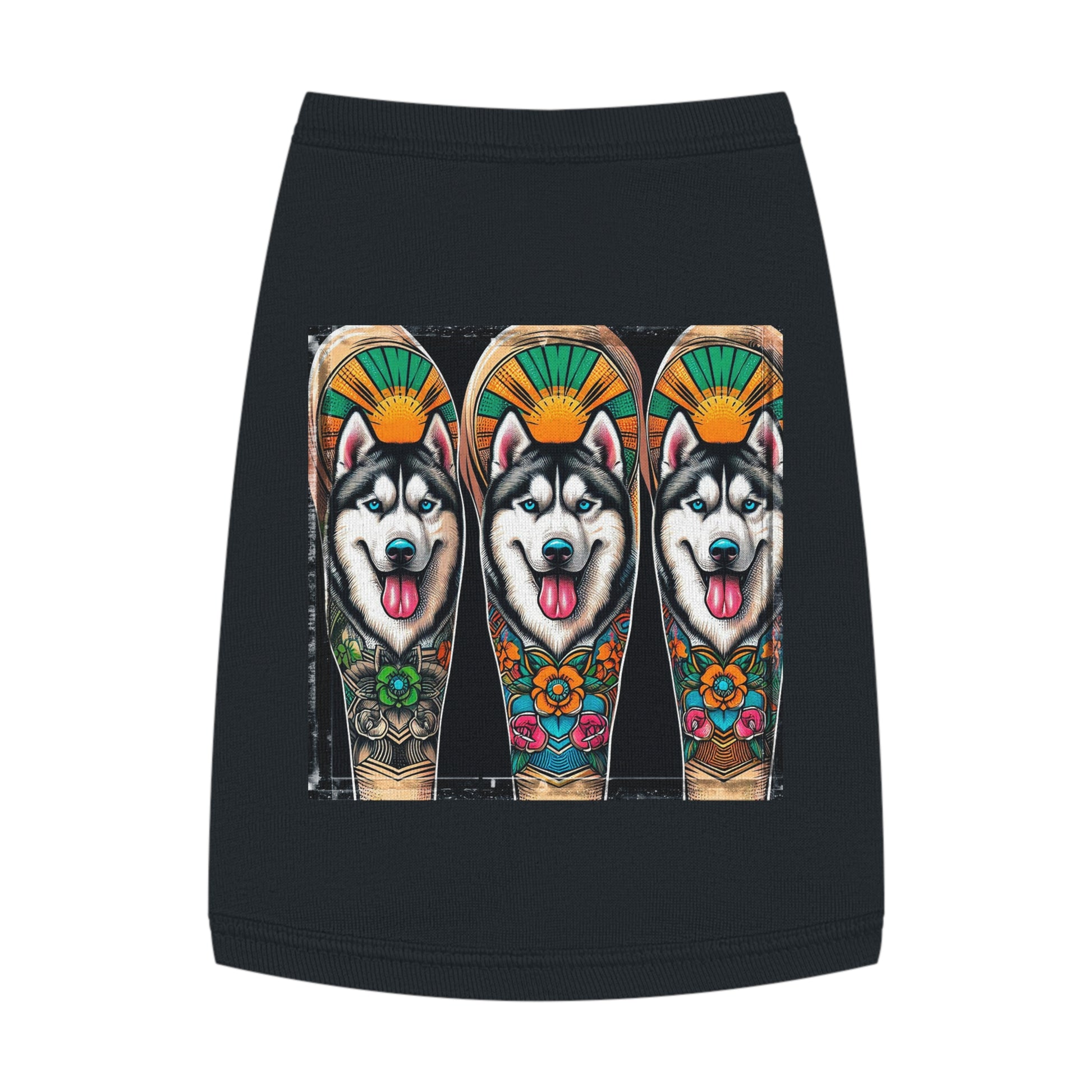 Pet Tank Top Husky fun tattoo Pets Printify M Black