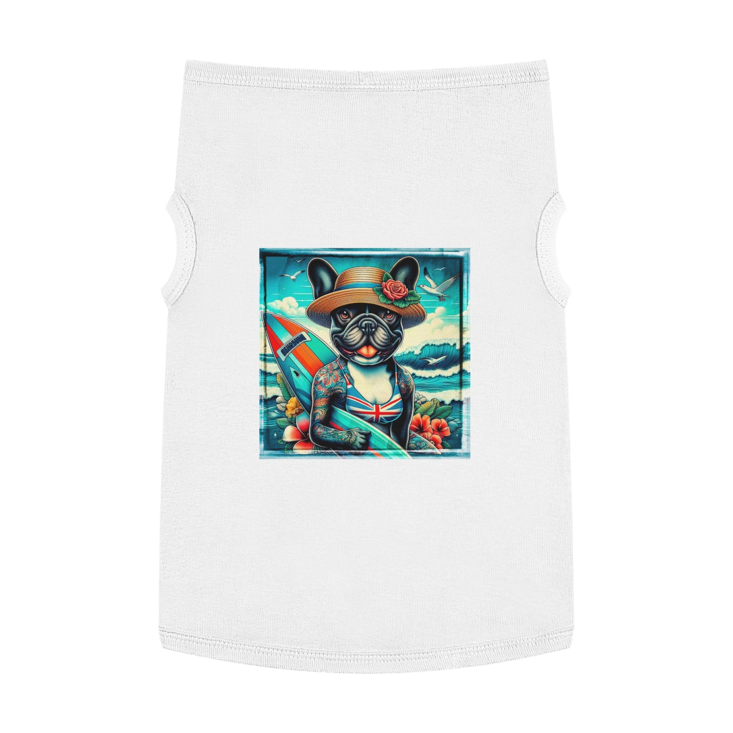 Pet Tank Top French Bulldog beach beauty t shirt Pets Printify XL White